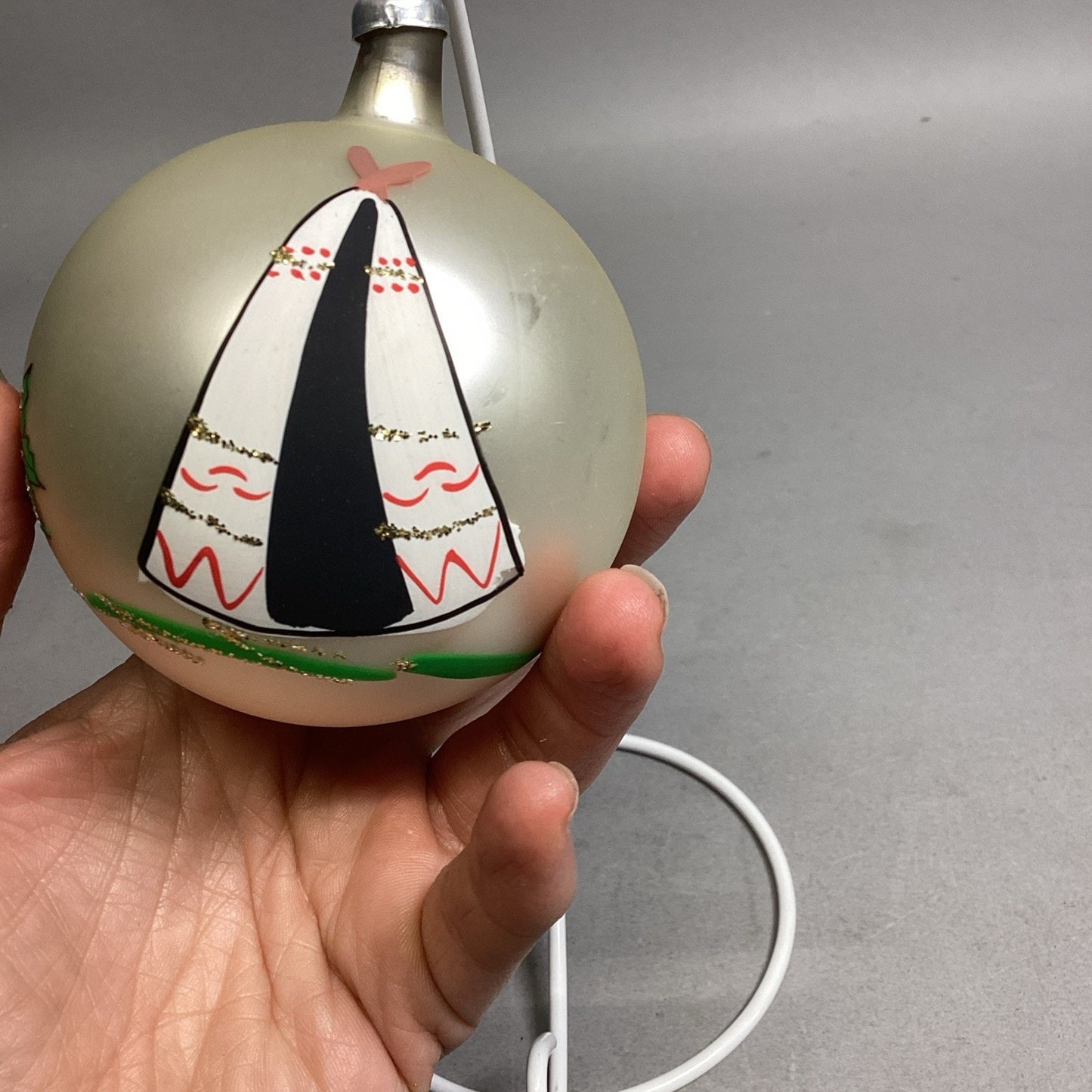 Antique Handblown Glass Christmas Ornament West Germany Native American