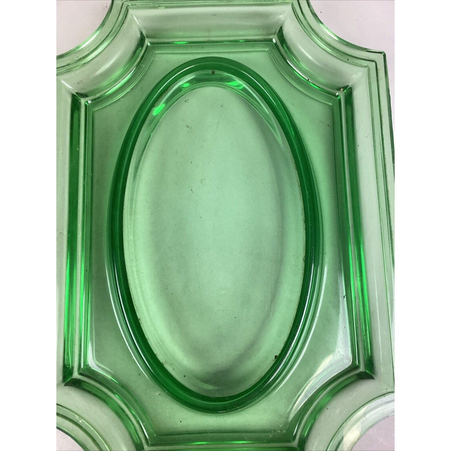 Emerald Green Glass Bread Plate Serving Dish - 13.5”L