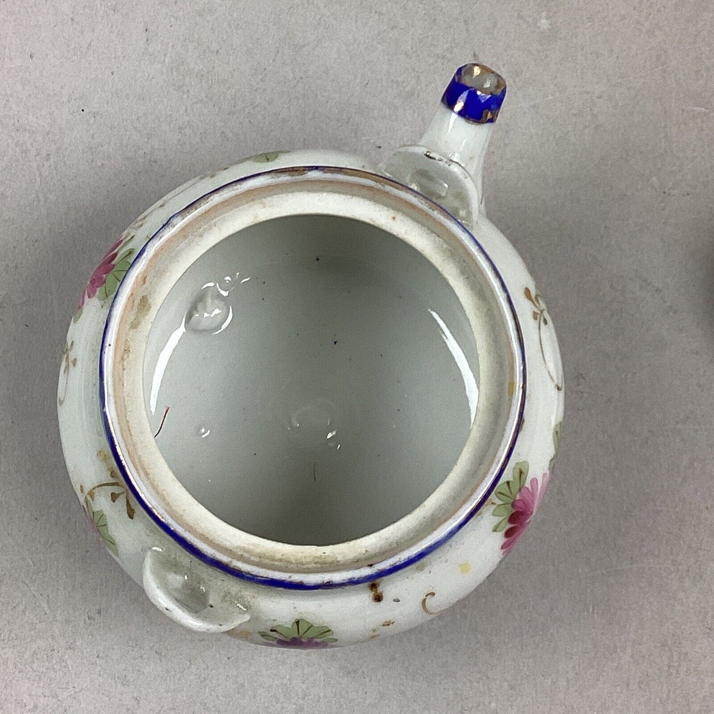 Vintage Porcelain Hand Painted Floral Teapot - 3”Hx4”L