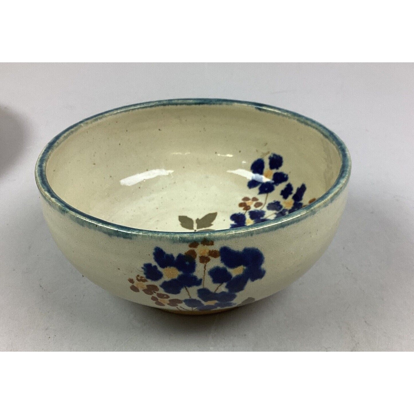 Set Of 3 Handmade Art Pottery Floral Bowl And 2 Plates