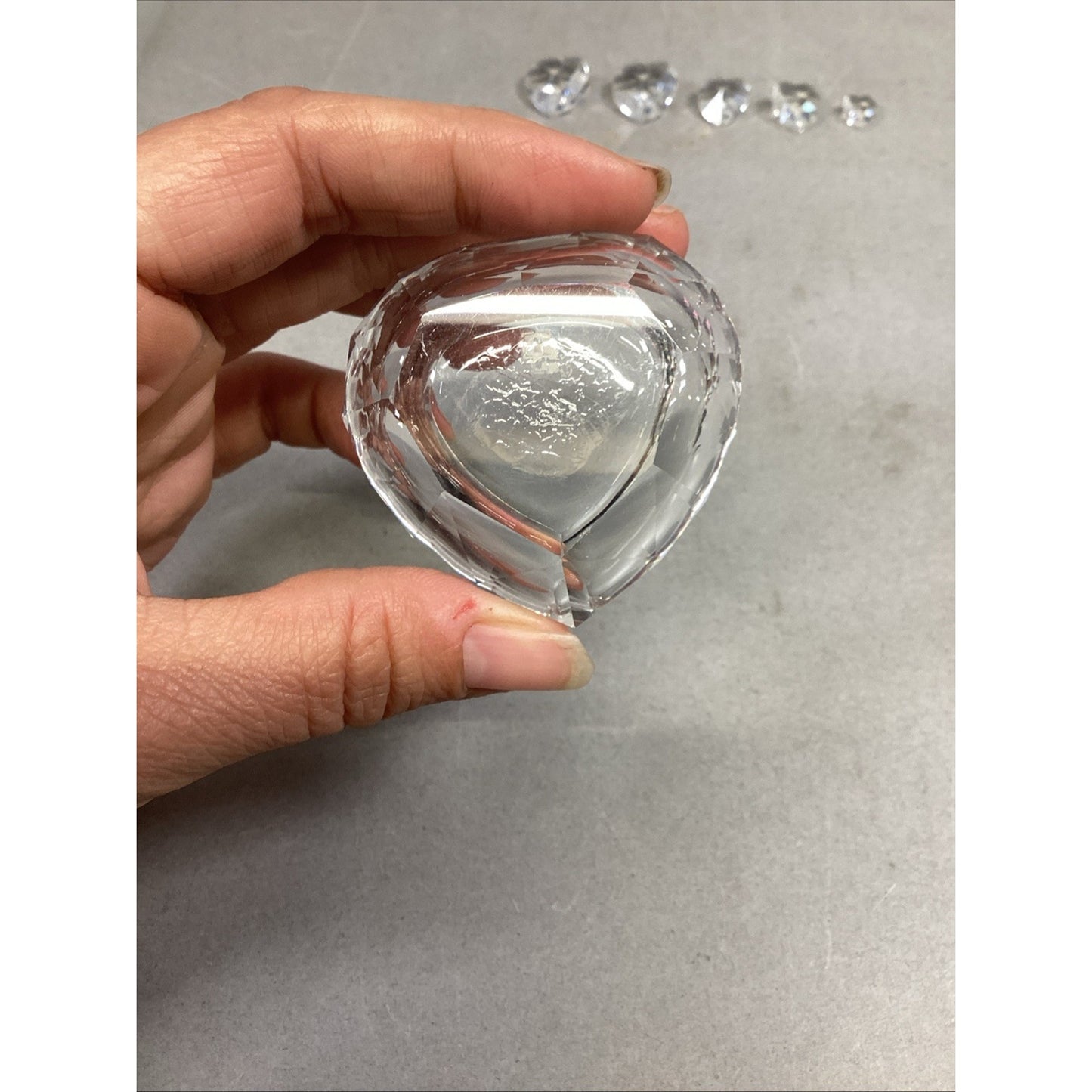 Set Of 7 - Swarovski Crystal Heart Ornament, Trinket Dish & 5 Mini Hearts