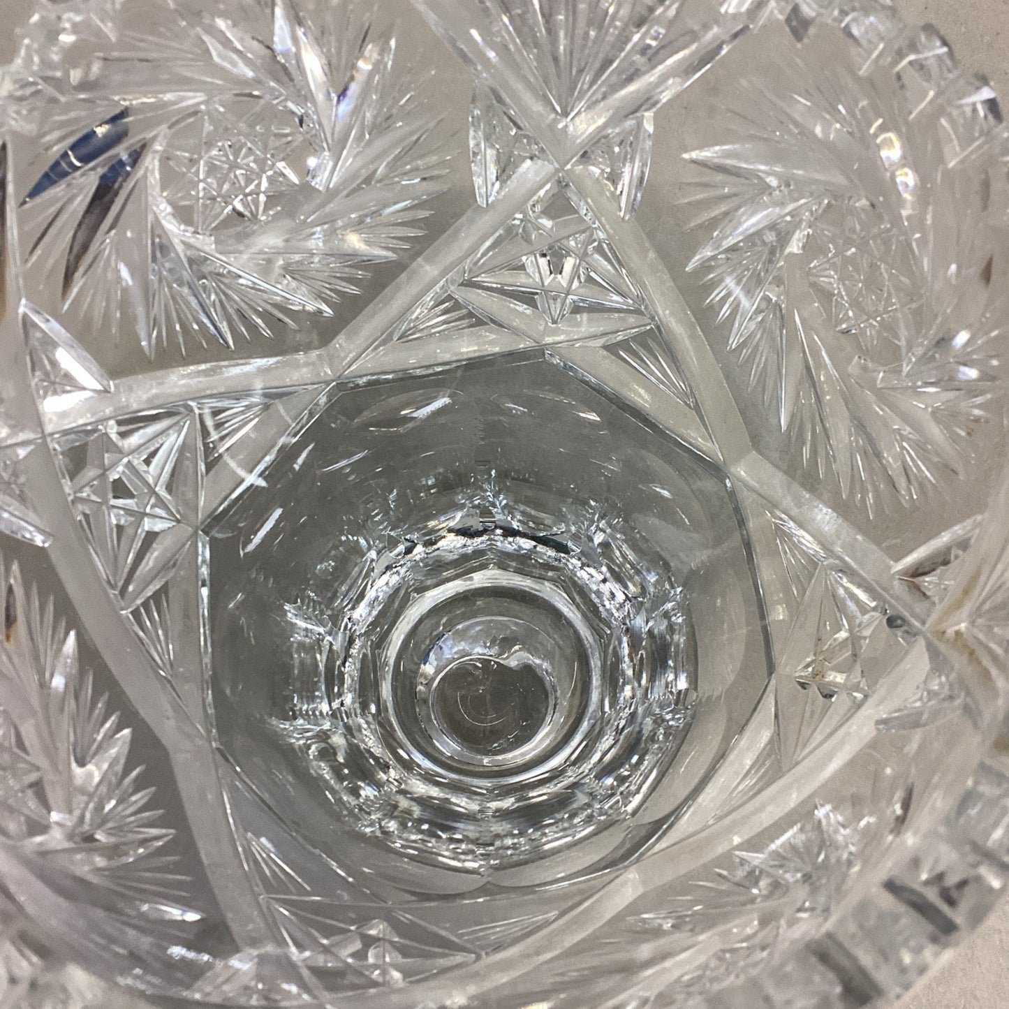 Vintage Cut Glass Centerpiece Or Candy Dish - 7”H