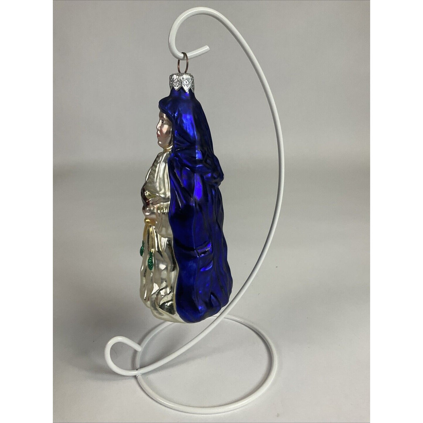 PATRICIA BREEN Glass Ornament St. Ursula Sailboat Ship Fish Cobalt Blue Robe