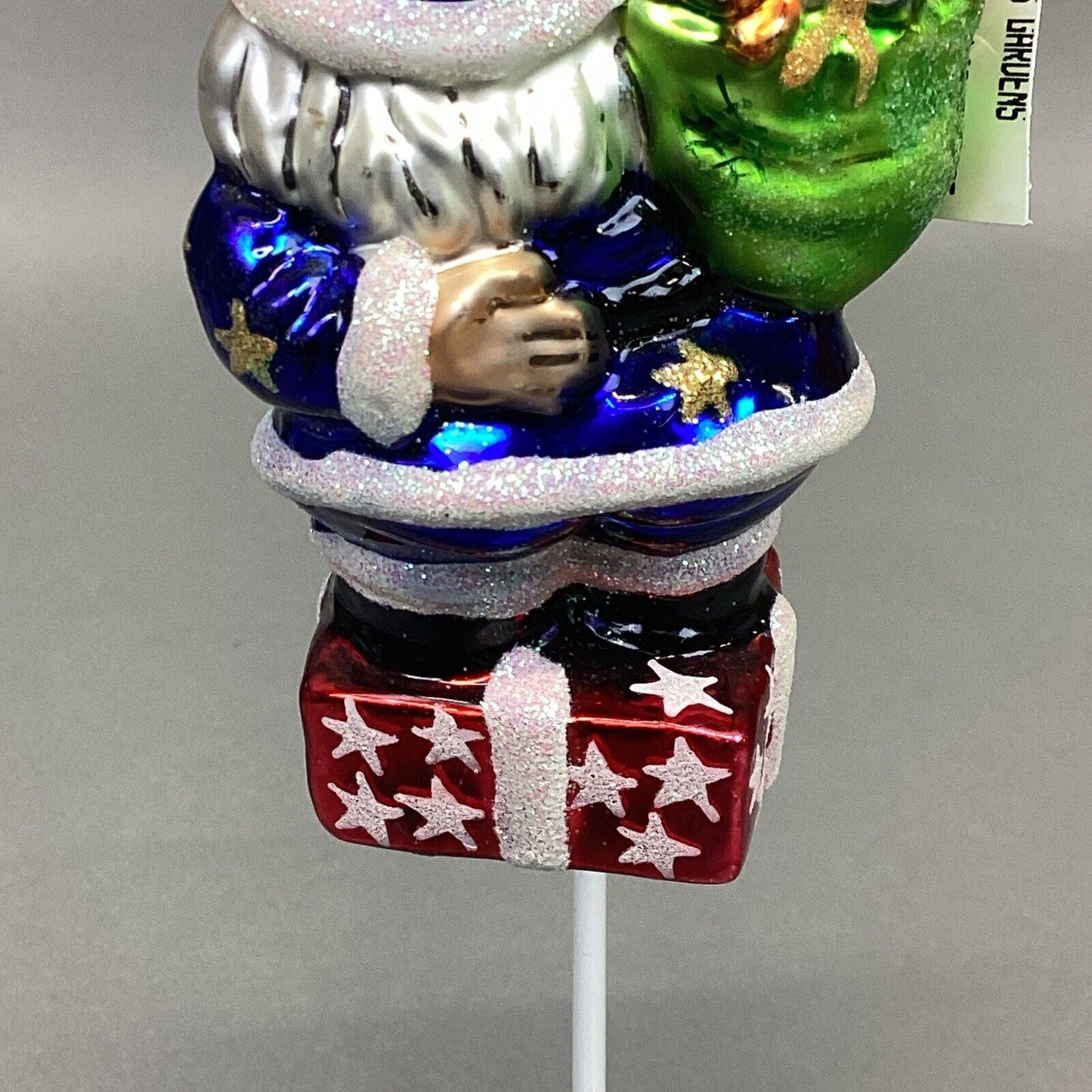 Christopher Radko 1999 Secret Santa Jr. Glitter Blue Santa W/ Tags - #999850