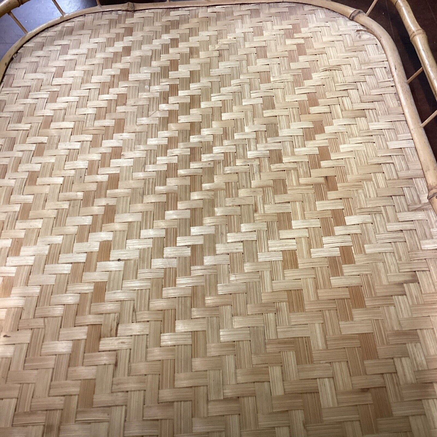Vintage Woven Bamboo Rattan Wicker Serving Lap Trays Tiki Bar