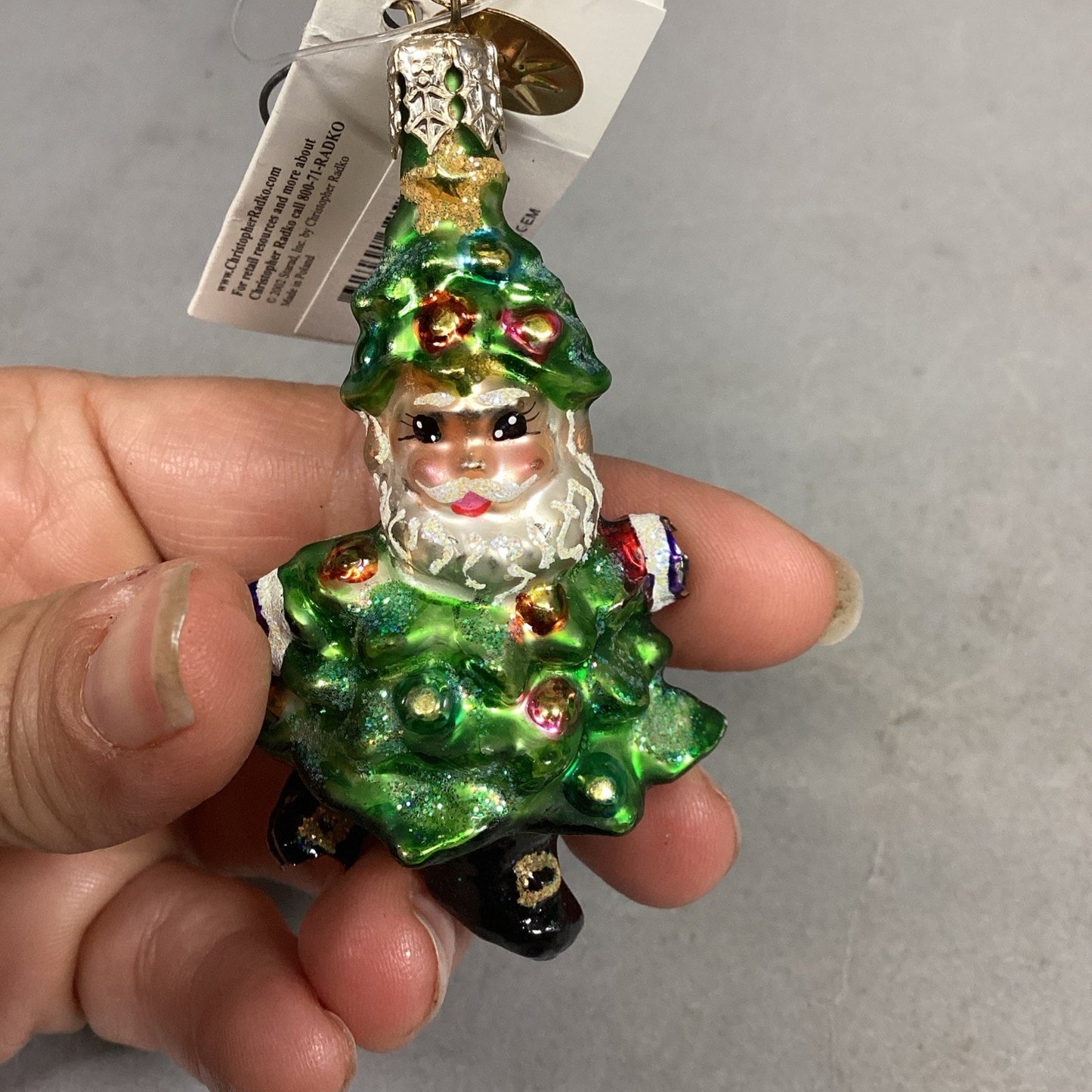 Radko Spruced Up Santa Gem With Tags #1010939 - Damaged