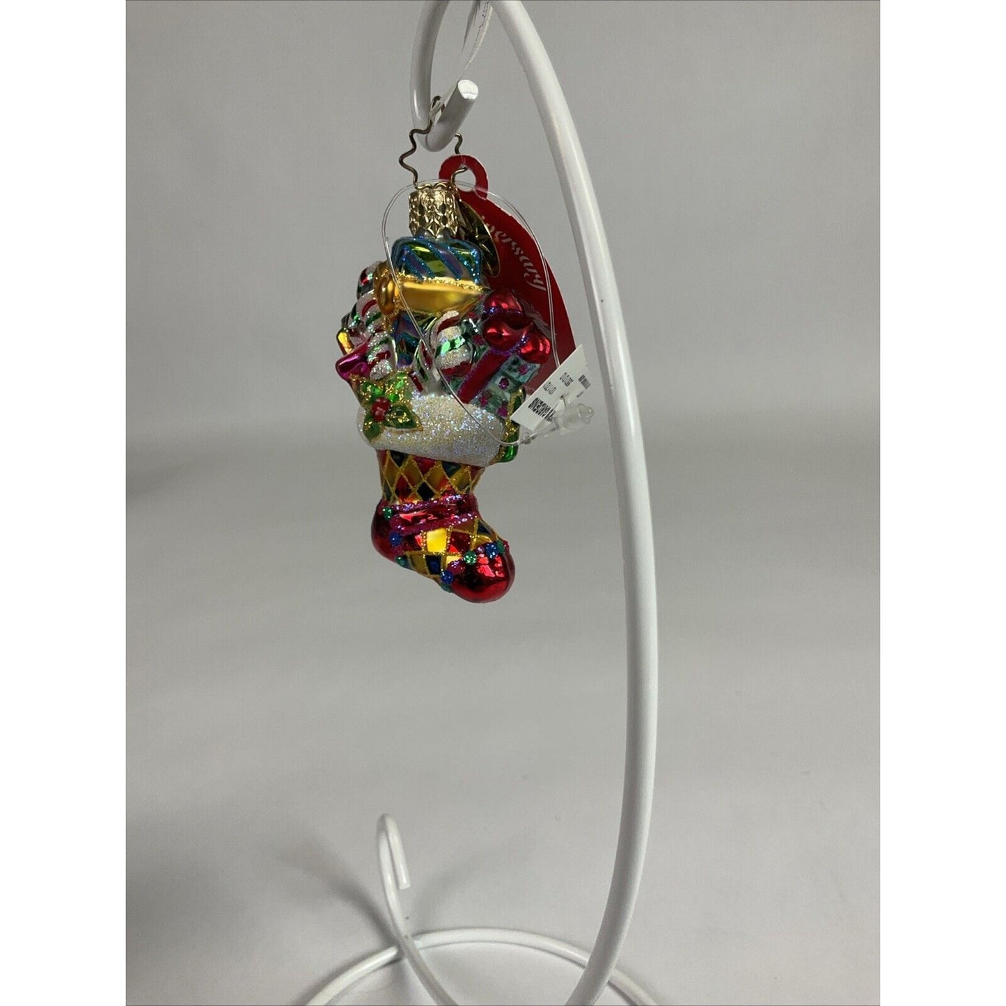 Christopher Radko Fancy Footwork Gem Stocking Stacked With Presents Ornament
