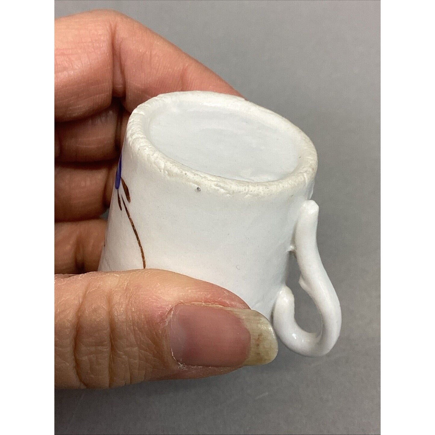 Antique Miniature Porcelain Sentimental Tea Cup "Love The Giver"