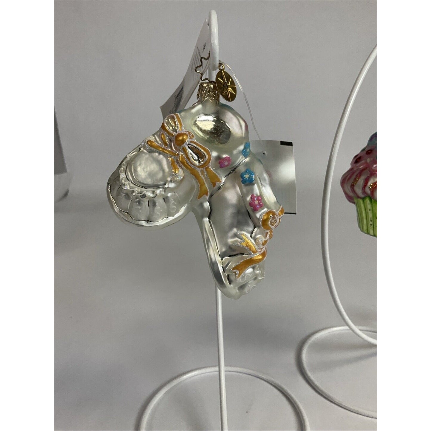 Christopher Radko Mint Confection Cupcake + Tiny Tootsies Christmas Ornaments