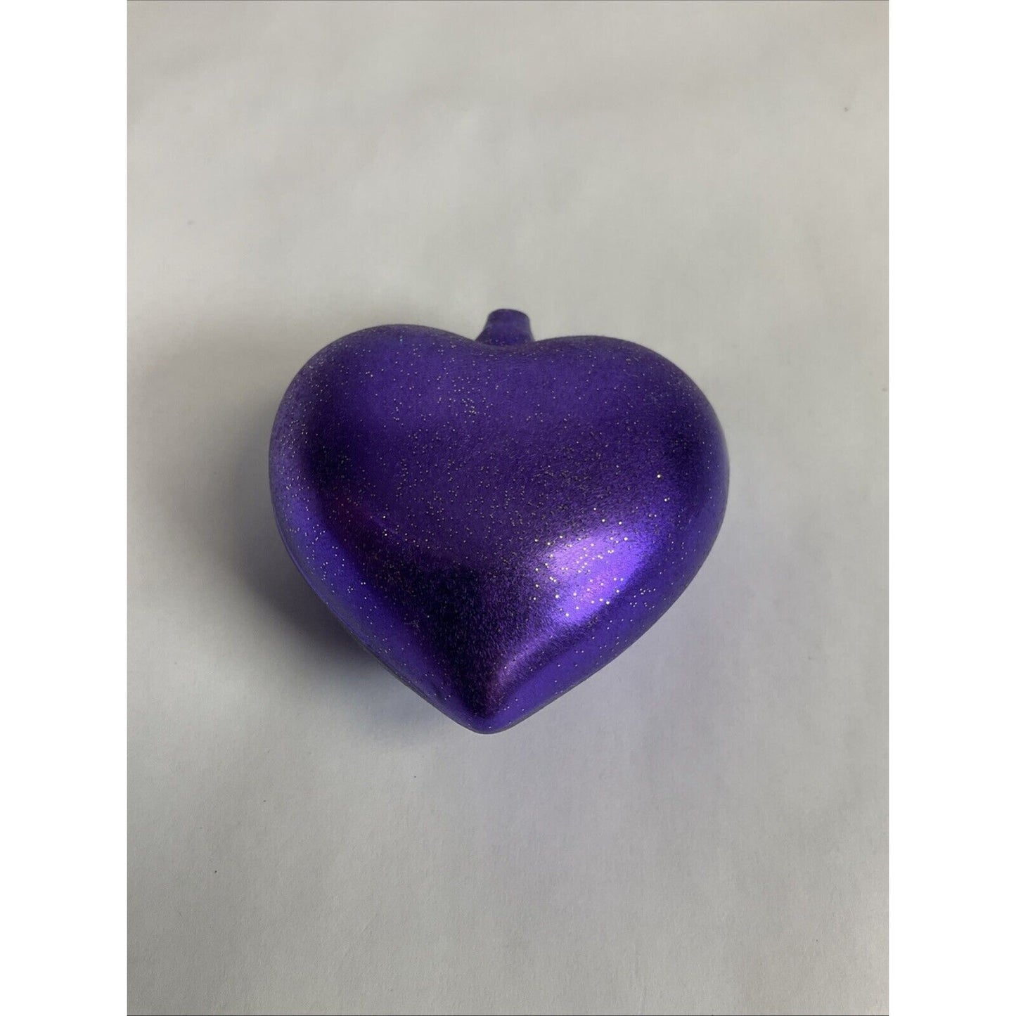 Lot Of 6 heart Shaped 2 Sided Glass Christmas Ornaments Purple Silver Red Floral