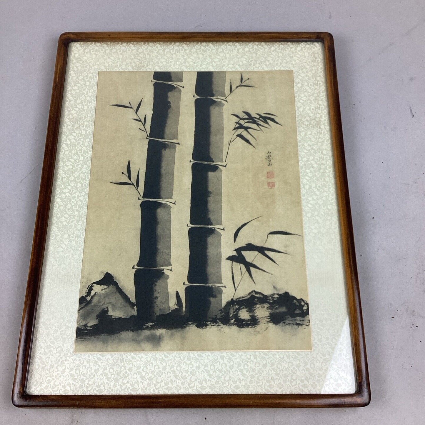 Vintage Chinese Painting On Silk - Bamboo - Framed - 21x16