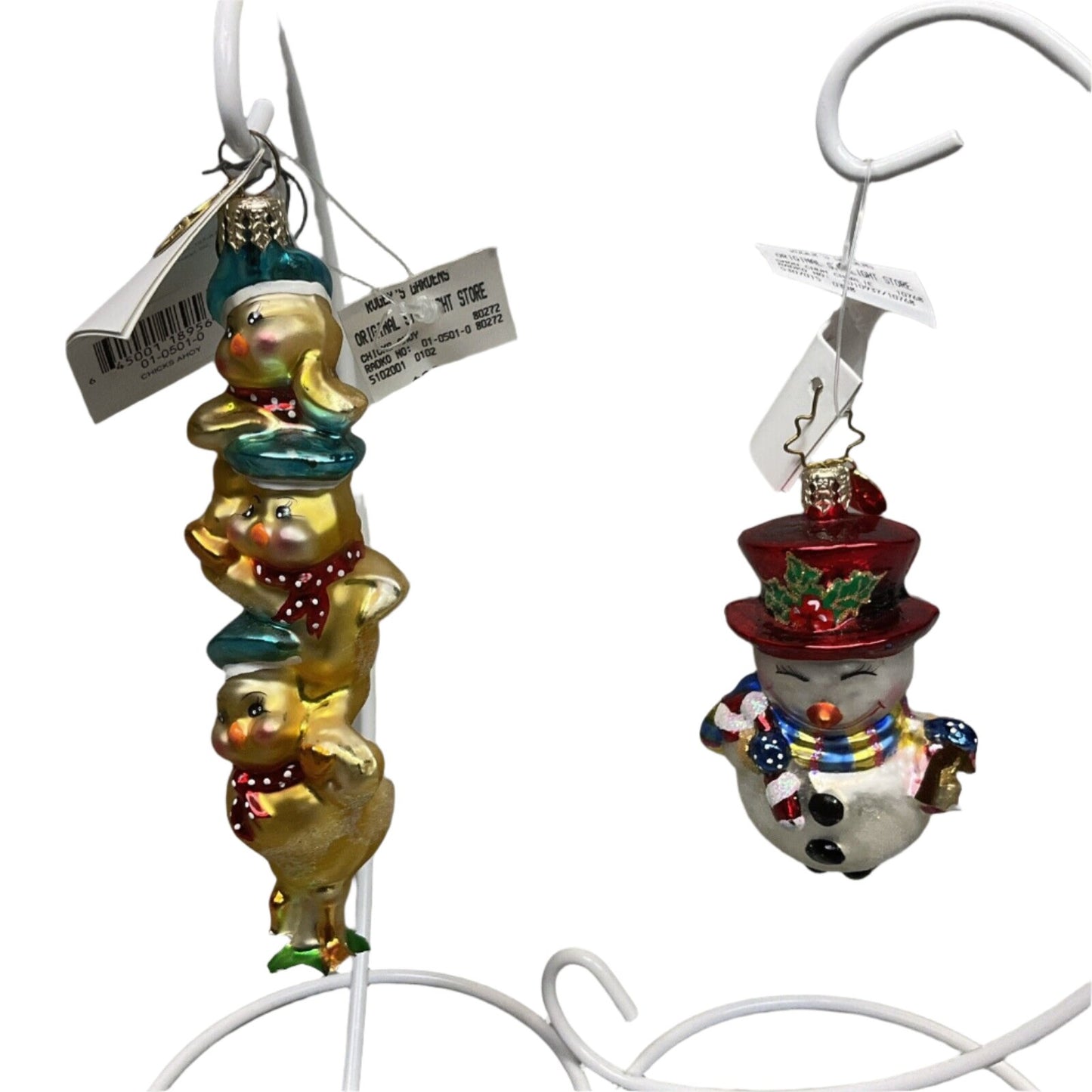 Radko "Chicks Ahoy” + “Snow Chum Charlie” Christmas Ornament/ Damaged