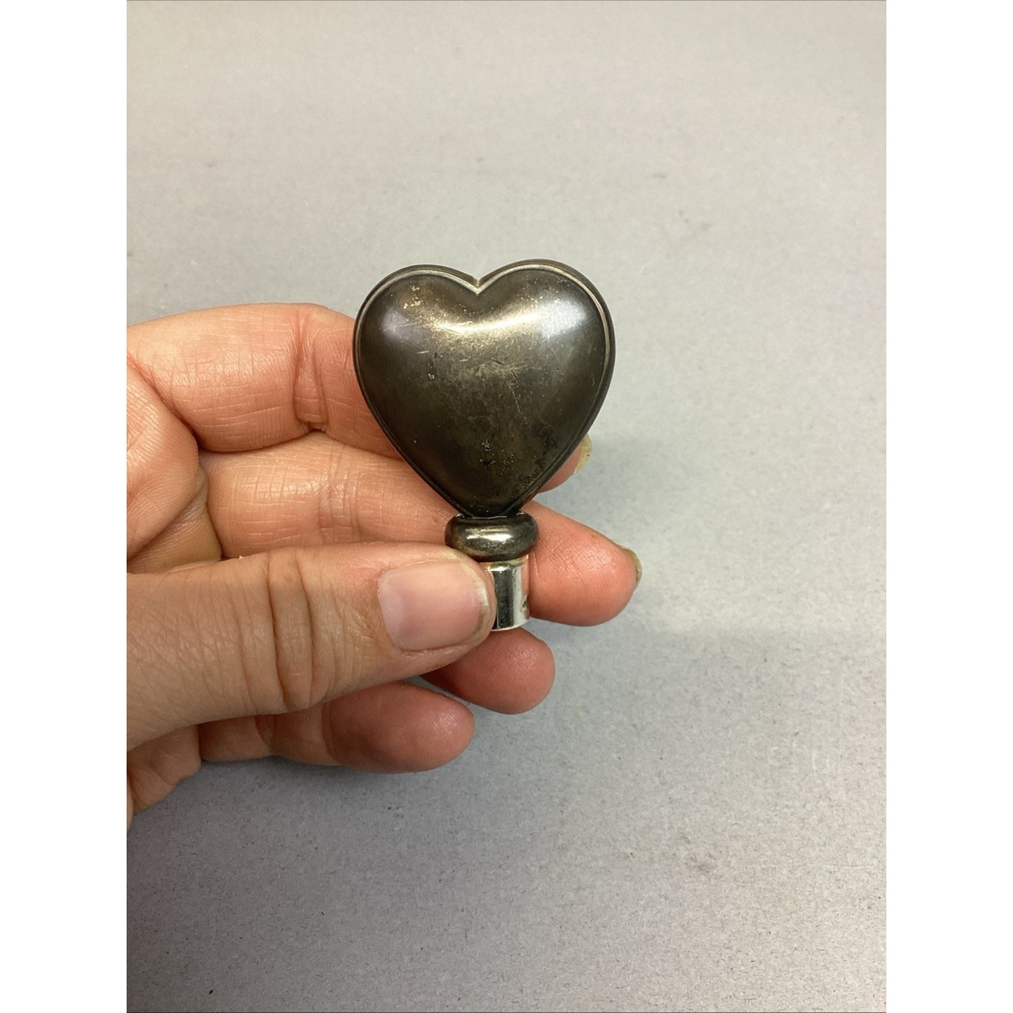 Vintage Silverplate Metal Heart Shaped Bottle Stopper 2" Tall
