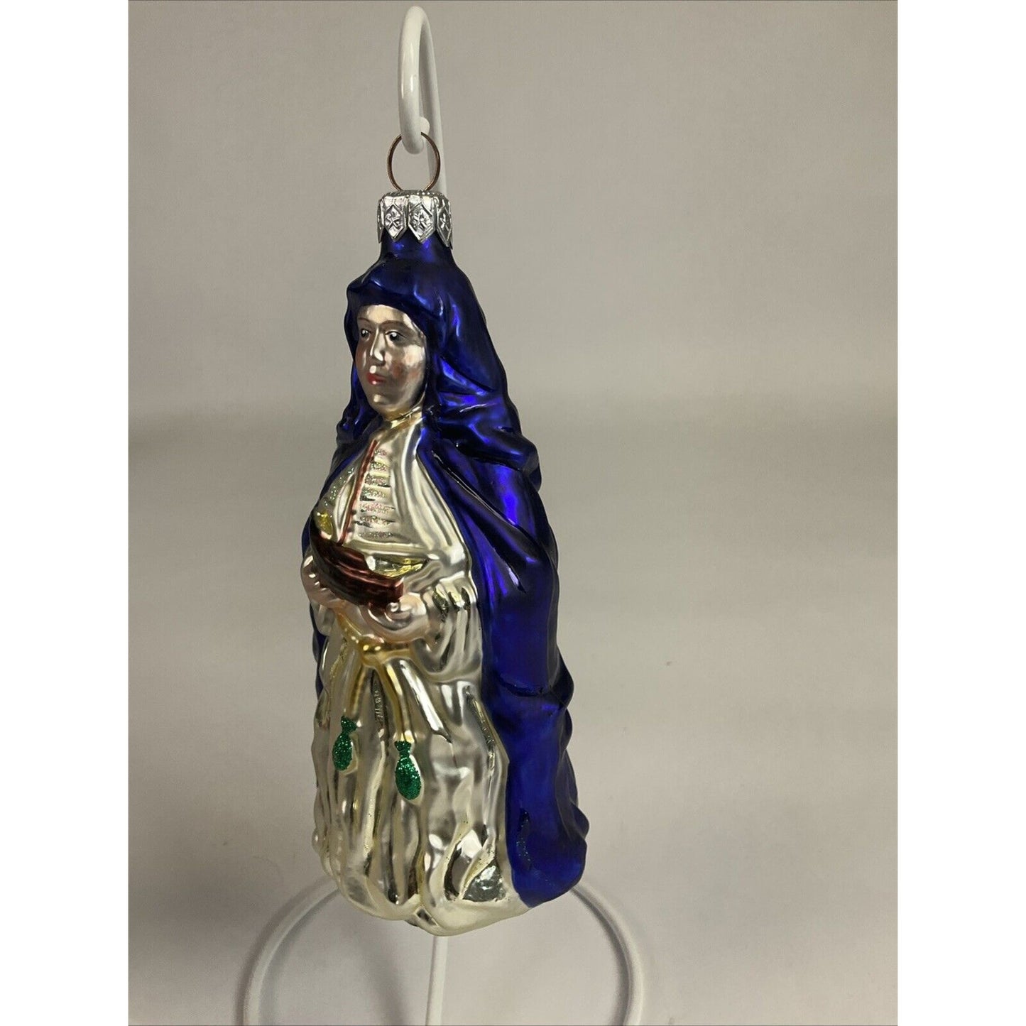 PATRICIA BREEN Glass Ornament St. Ursula Sailboat Ship Fish Cobalt Blue Robe