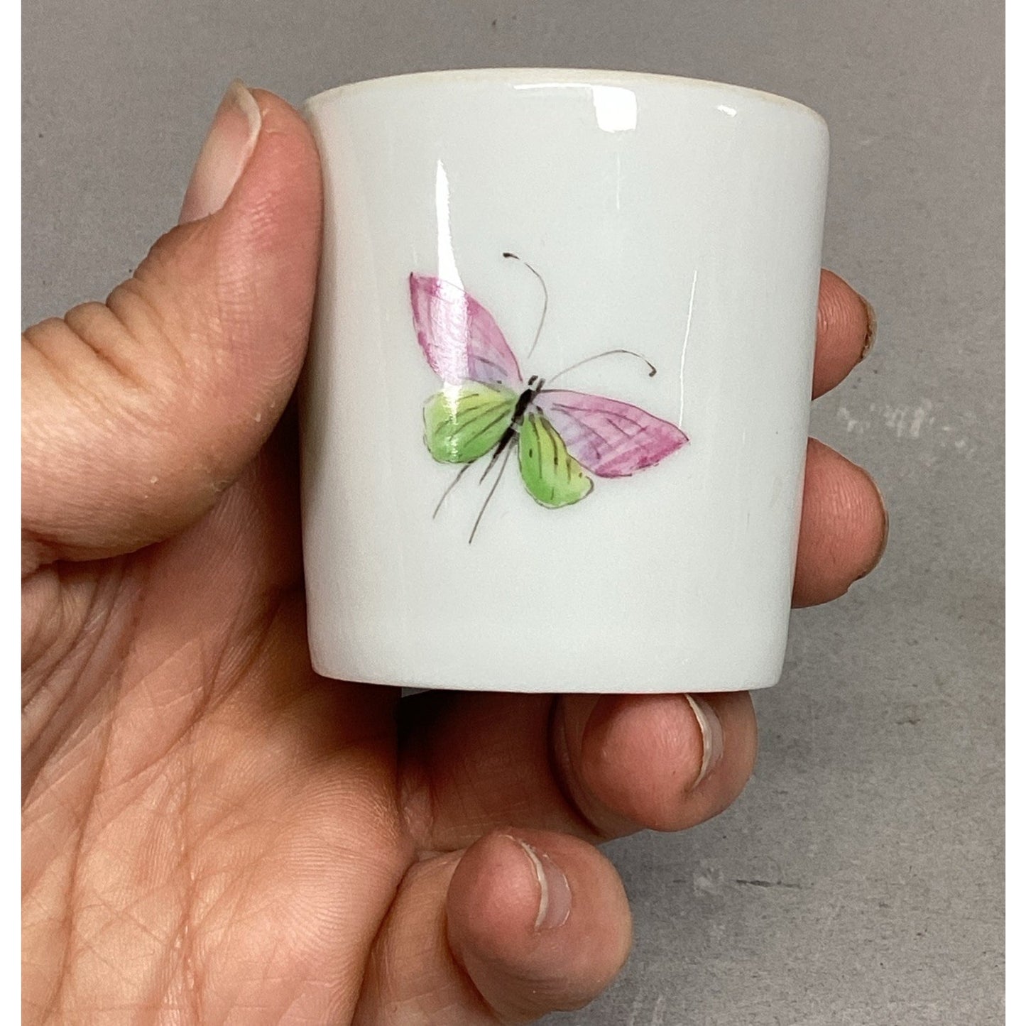 Limoges France Butterfly Porcelain Toothpick Holder Trinket Dish - 2”H