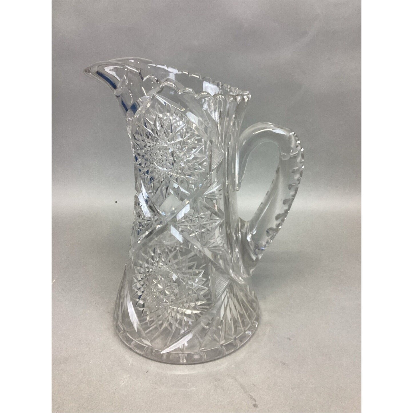 Vintage Decorative American Cut Glass Pitcher - 10”