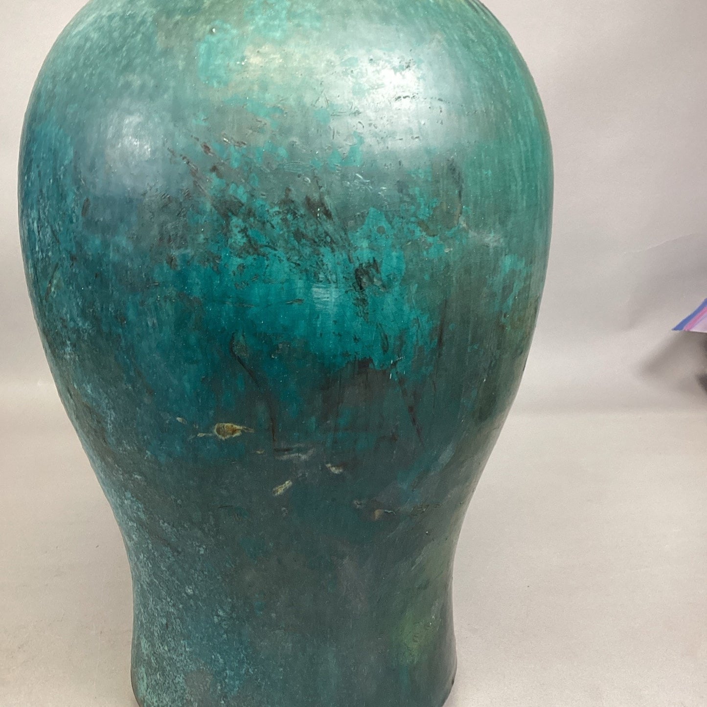 Handmade Turquoise Teal Large Vase - 17.5”H