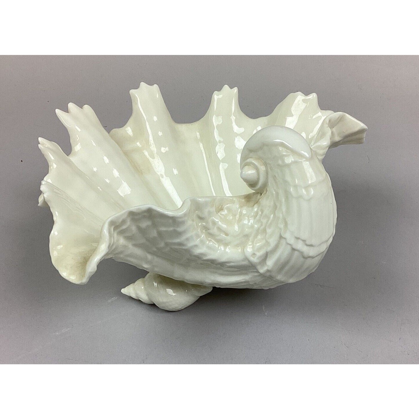 Vintage Fitz & Floyd Bone China Seashell Bowl Dish with 3 Shell Feet - 8”