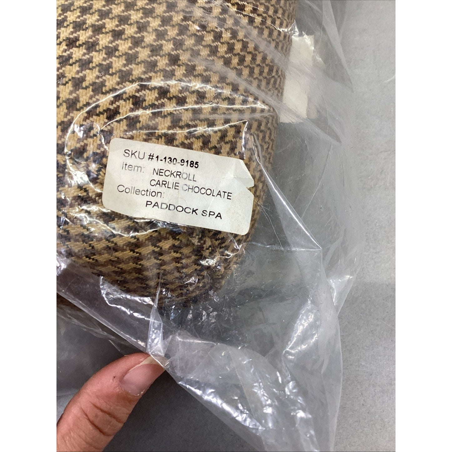 Legacy Paddock Spa Neck Roll Pillow - Houndstooth In Carlie Chocolate - New