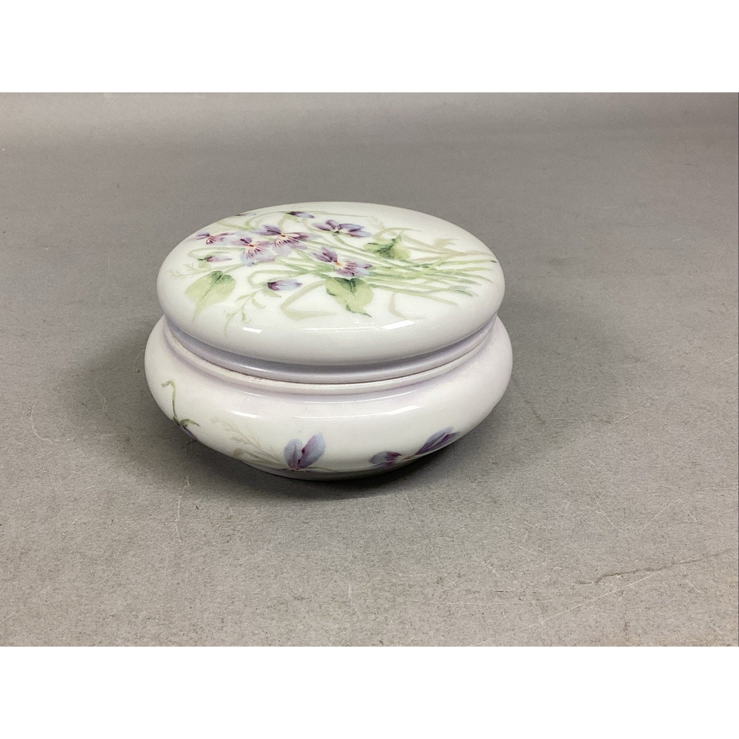 Limoges Elite Purple Flower Trinket Box - Made In France