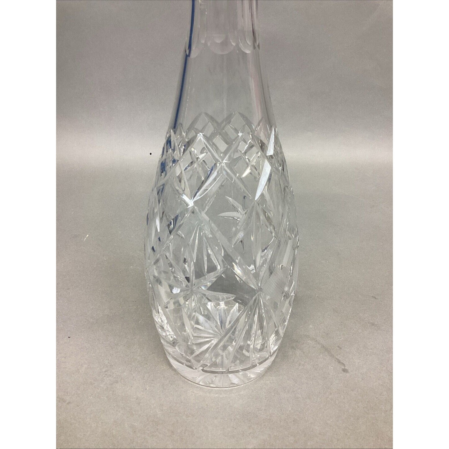 Decorative Cut Glass Decanter With Matching Stopper - 14.5”H