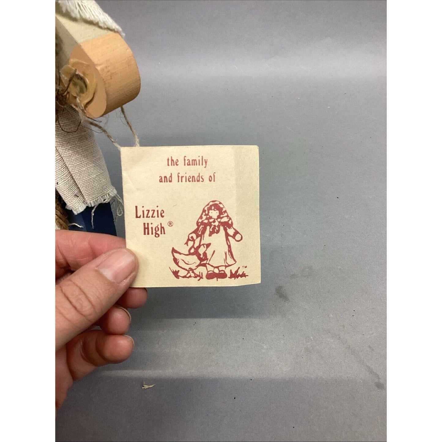 Vintage Lizzie High Scarecrow Wooden Figurine Patch Work - Signed - Fall Decor