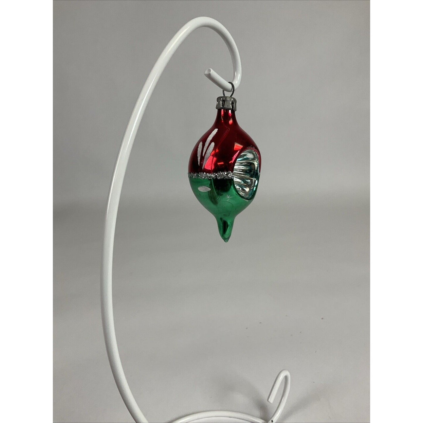Vintage Red And Green Icicle Indented Hand Painted Christmas Ornament
