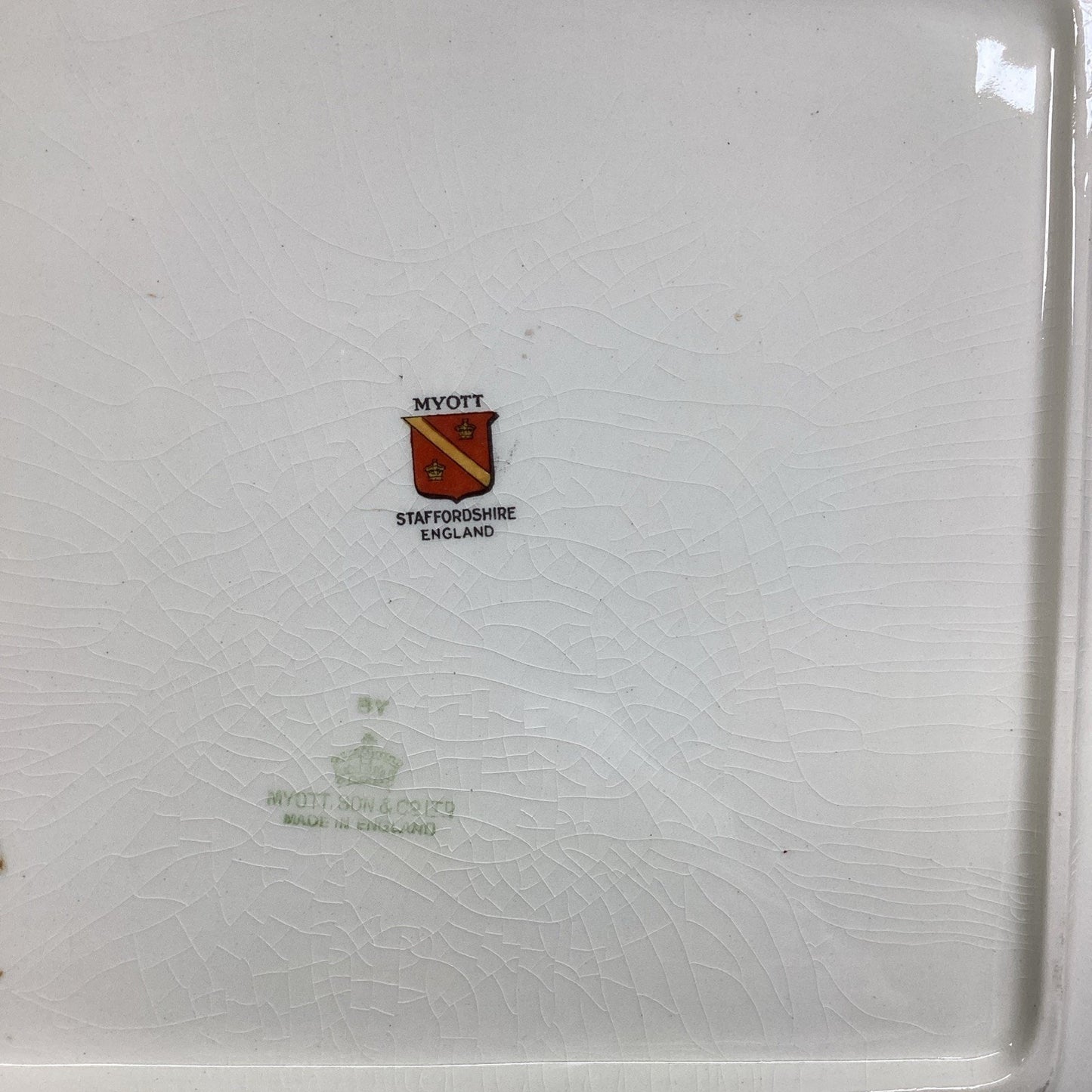 VTG Myott Staffordshire INDIAN TREE Scalloped Square Luncheon Cake Plate 11.5"