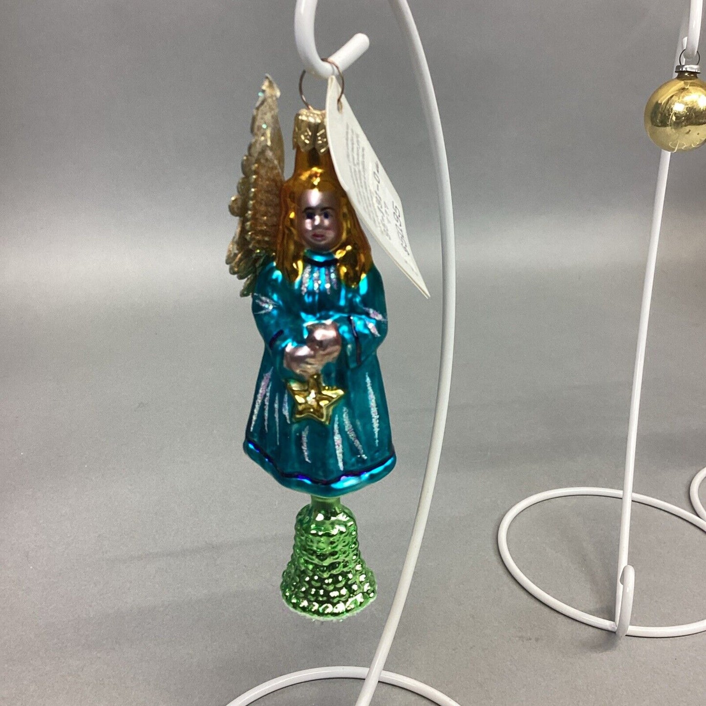 6 Vintage Christmas Ornaments - Angel, Nativity, Gold Balls, Champagne