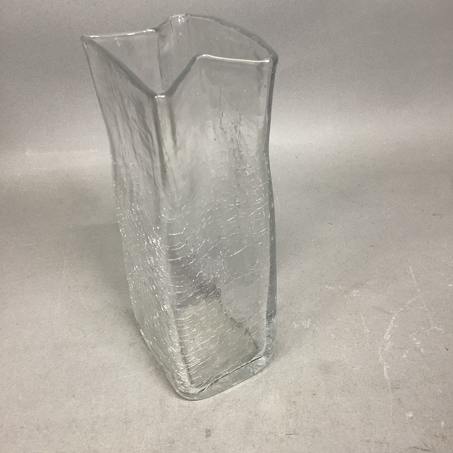 Hand Blown Crackled Glass Vase - 8.75”H