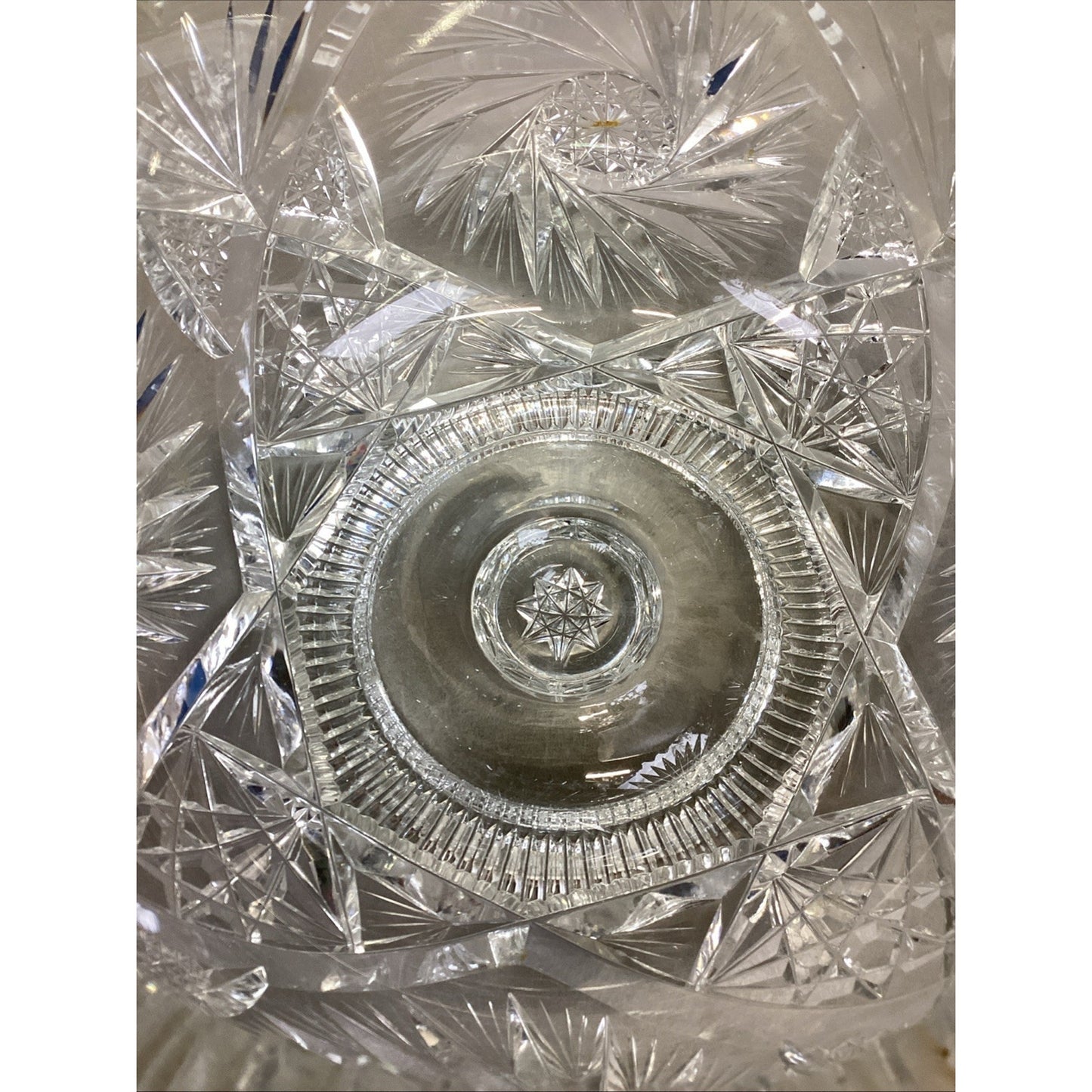 Vintage Large Heavy Cut Glass Bowl - 6”Hx9”D