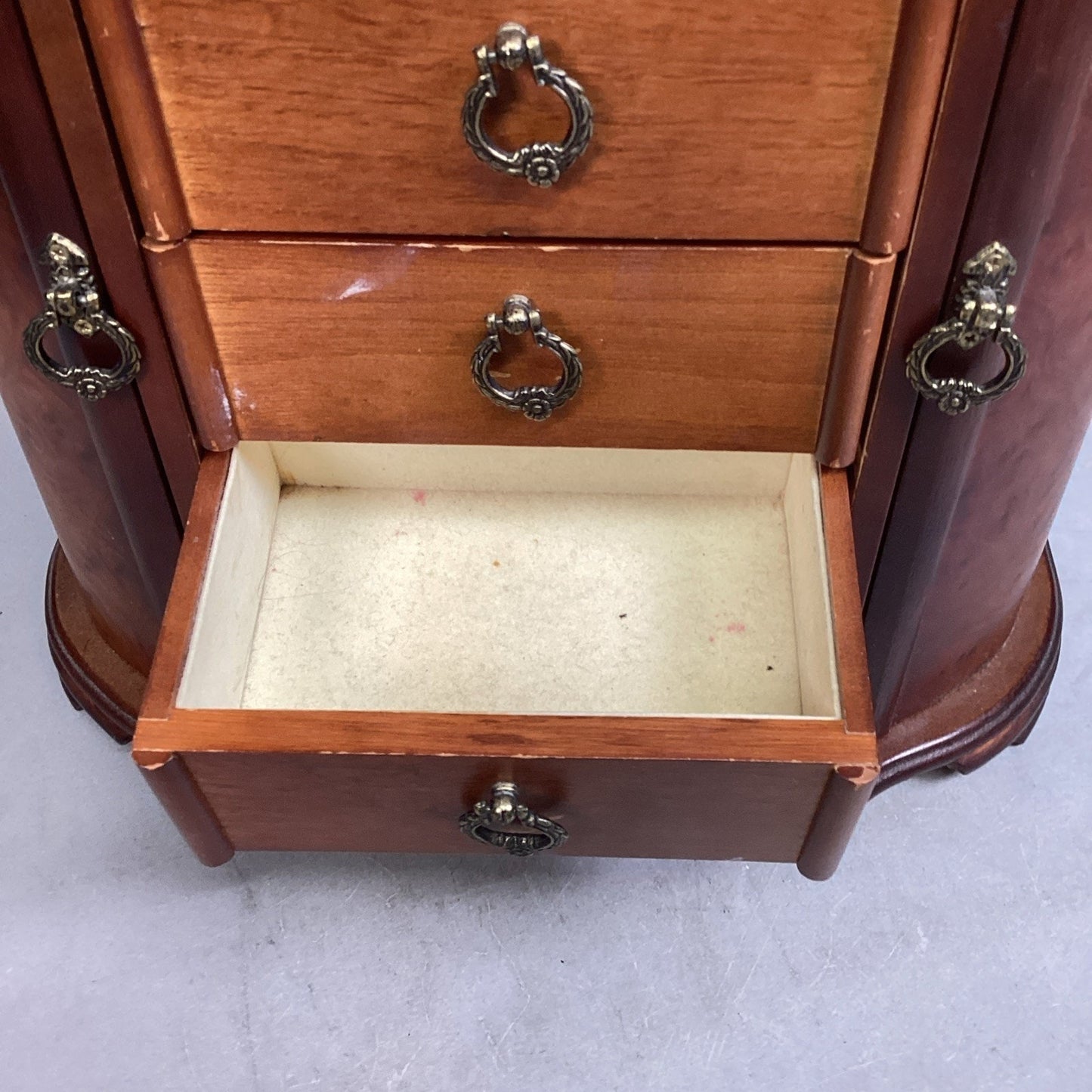 Vtg Jewelry Organizer/Armoire - 2 Doors & 5 Drawers - 13”H