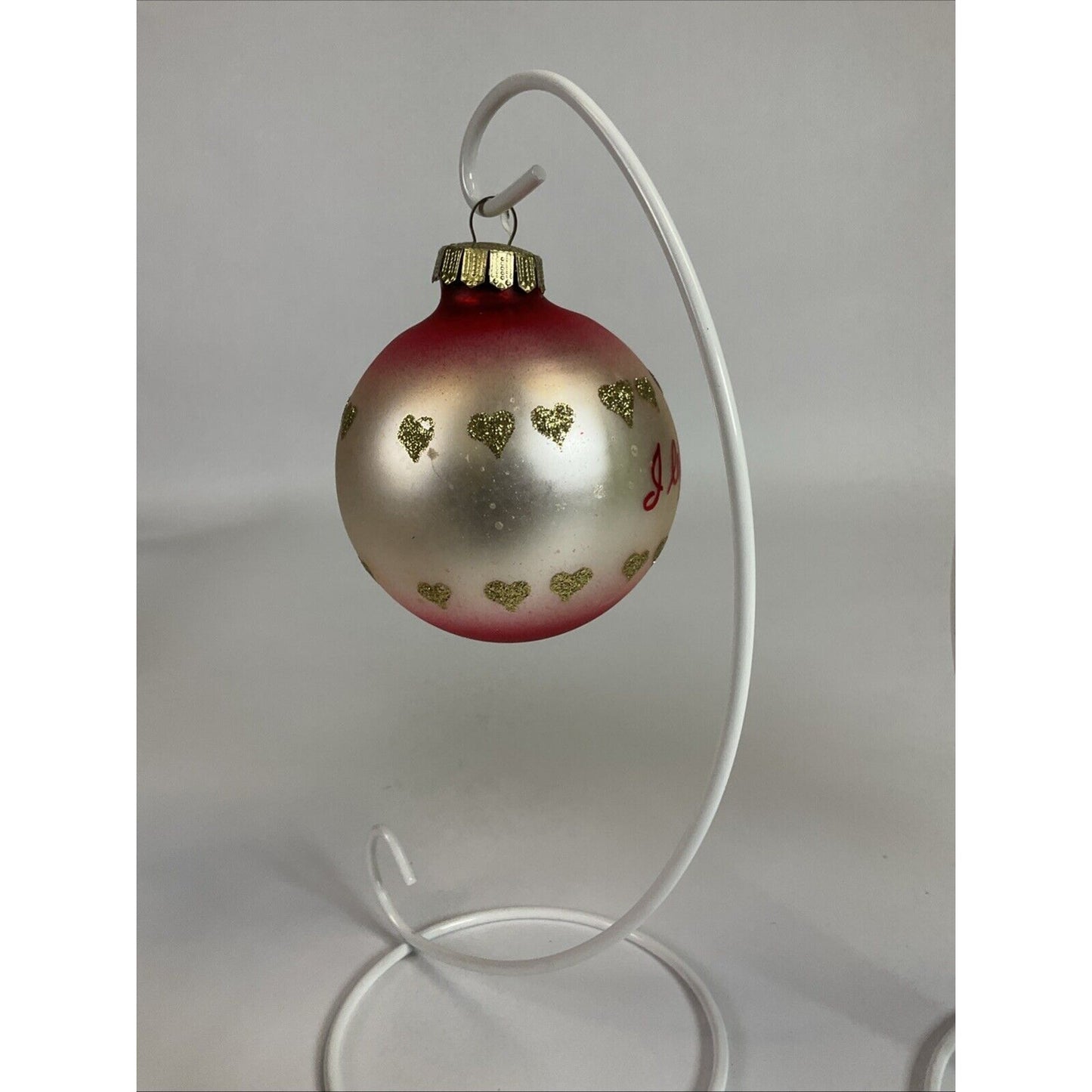 Lot Of 4 Vintage Glass Ball Ornaments : Snowy Hearts, San Fran, Miami, Floral