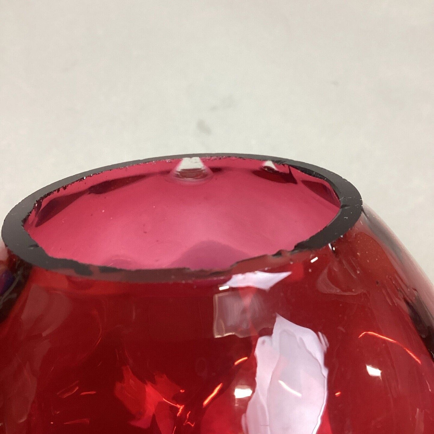 Vintage Glass Cranberry France PV Flower Vase Or Goblet - 6.5”