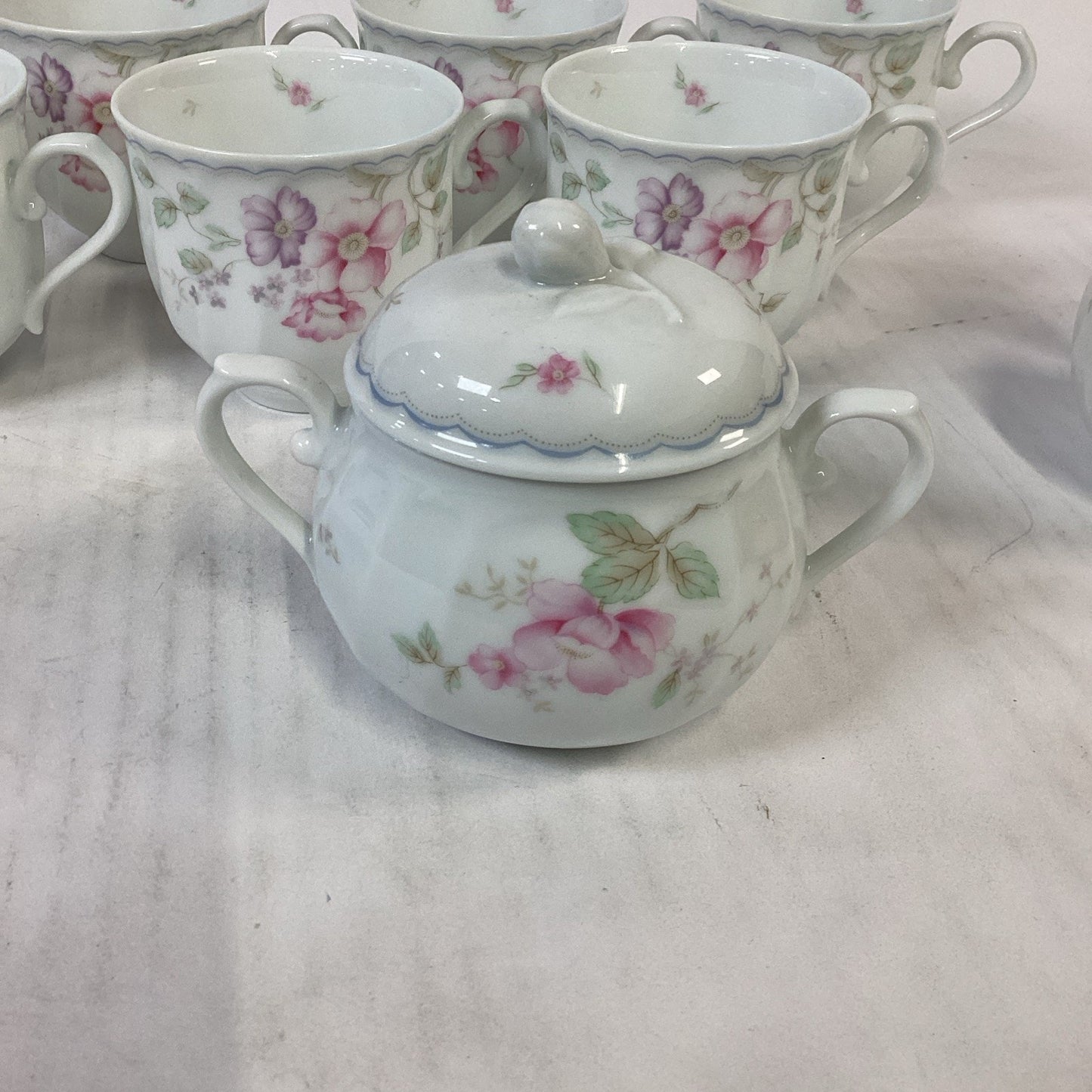 Lot Of 10 Mikasa L9711 Renee Tea Cups, Creamer And Sugar