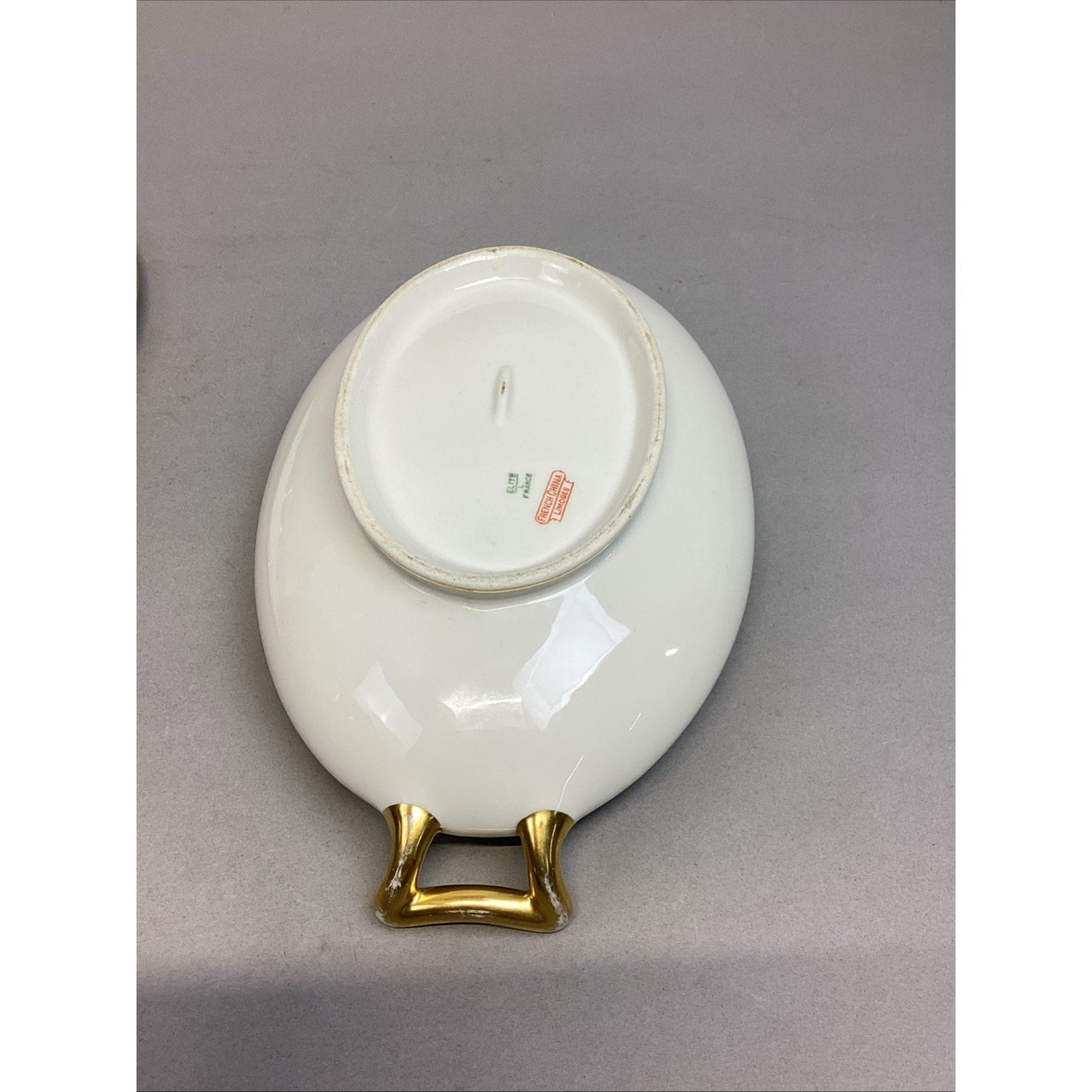 Limoges Elite White W/ Gold Encrusted Oval Covered Vegetable Dish French China