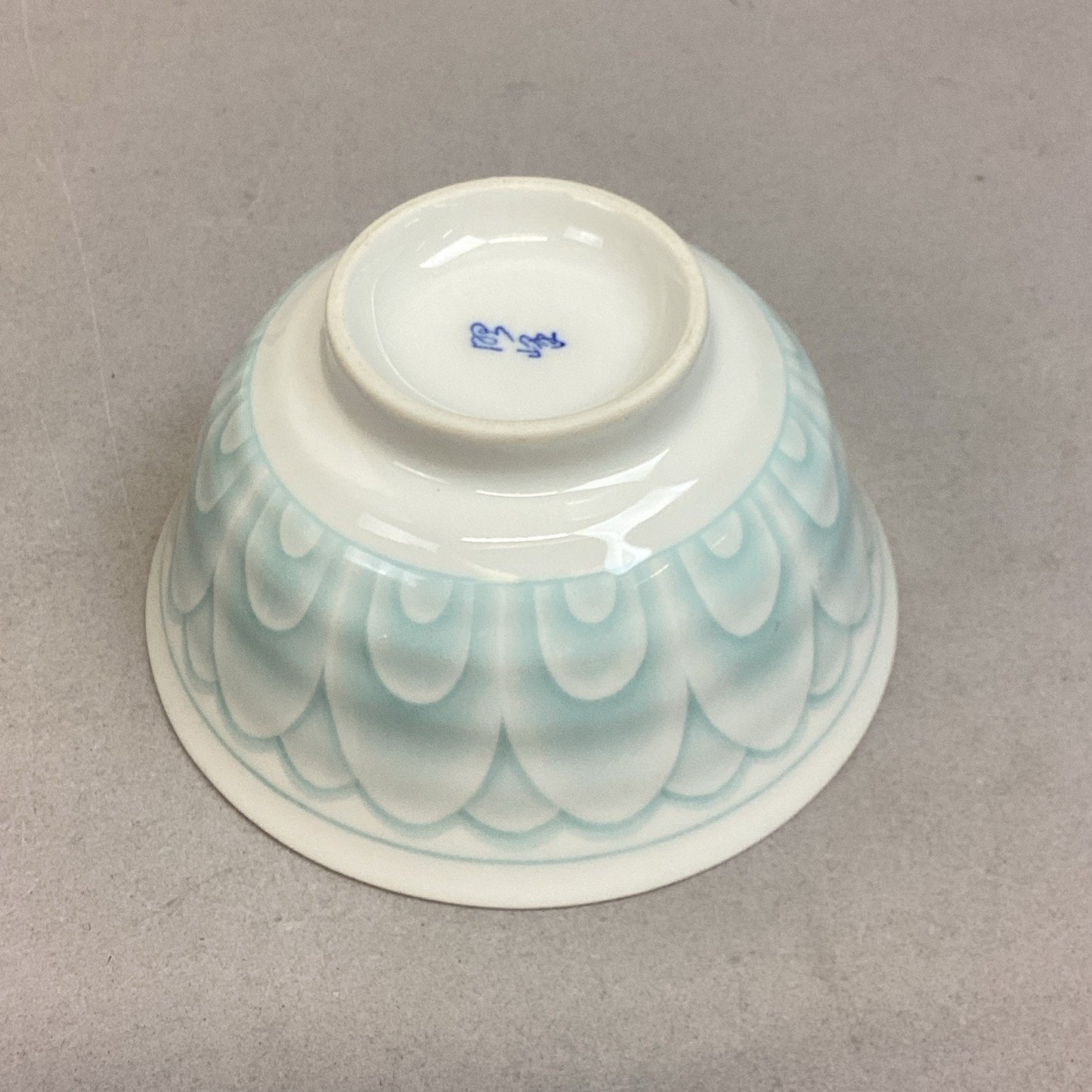 Vintage Porcelain Chinese Celadon Lotus Flower Green Soup Rice Bowl