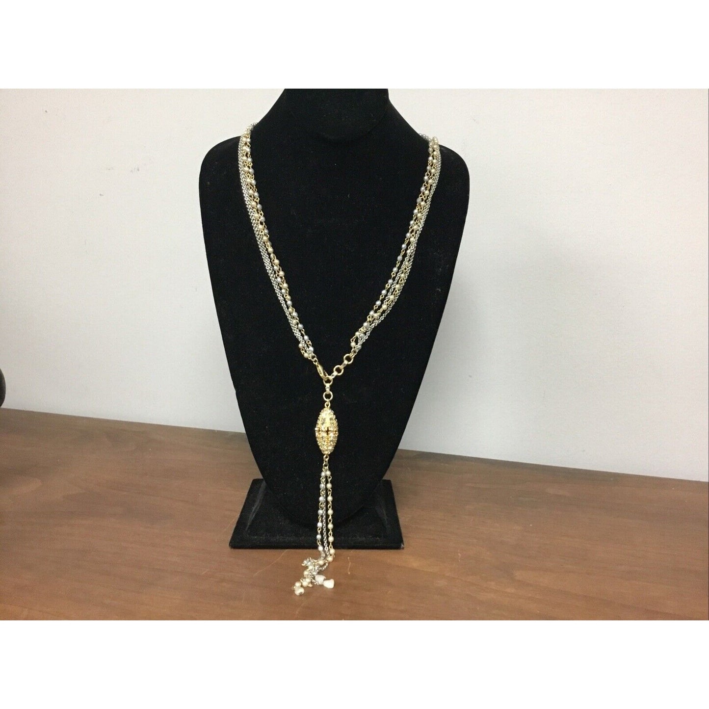 Necklace Chain Gold/Silver Tone Oval Pendant Textured Fashion