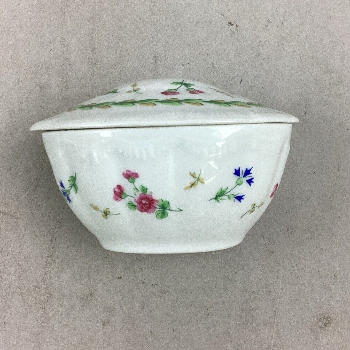 Limoges Porcelain Floral Lidded Trinket Box Candy Dish