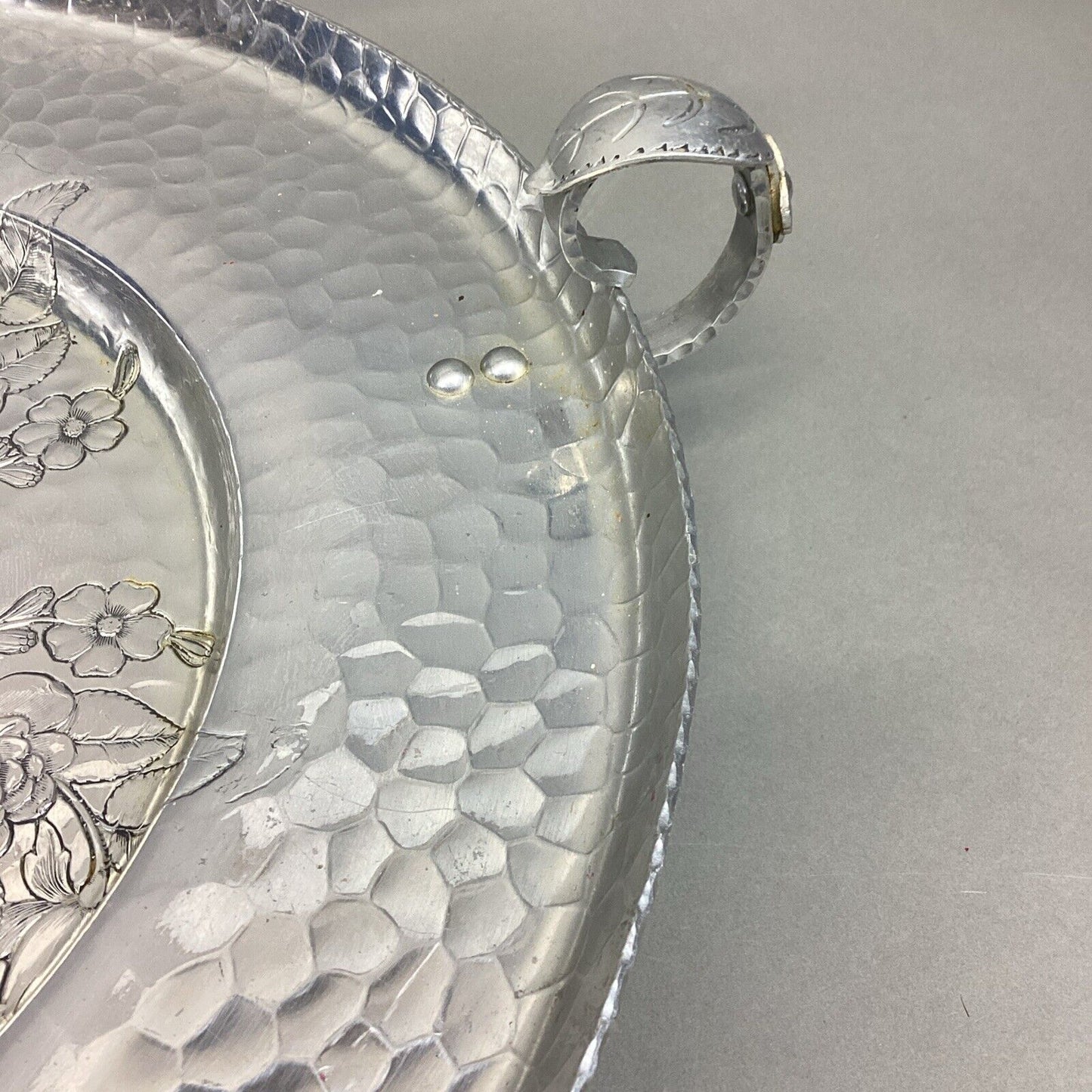 Large 16”D Floral Lazy Susan With Glass Tray For Chips N Dip And Appetizers
