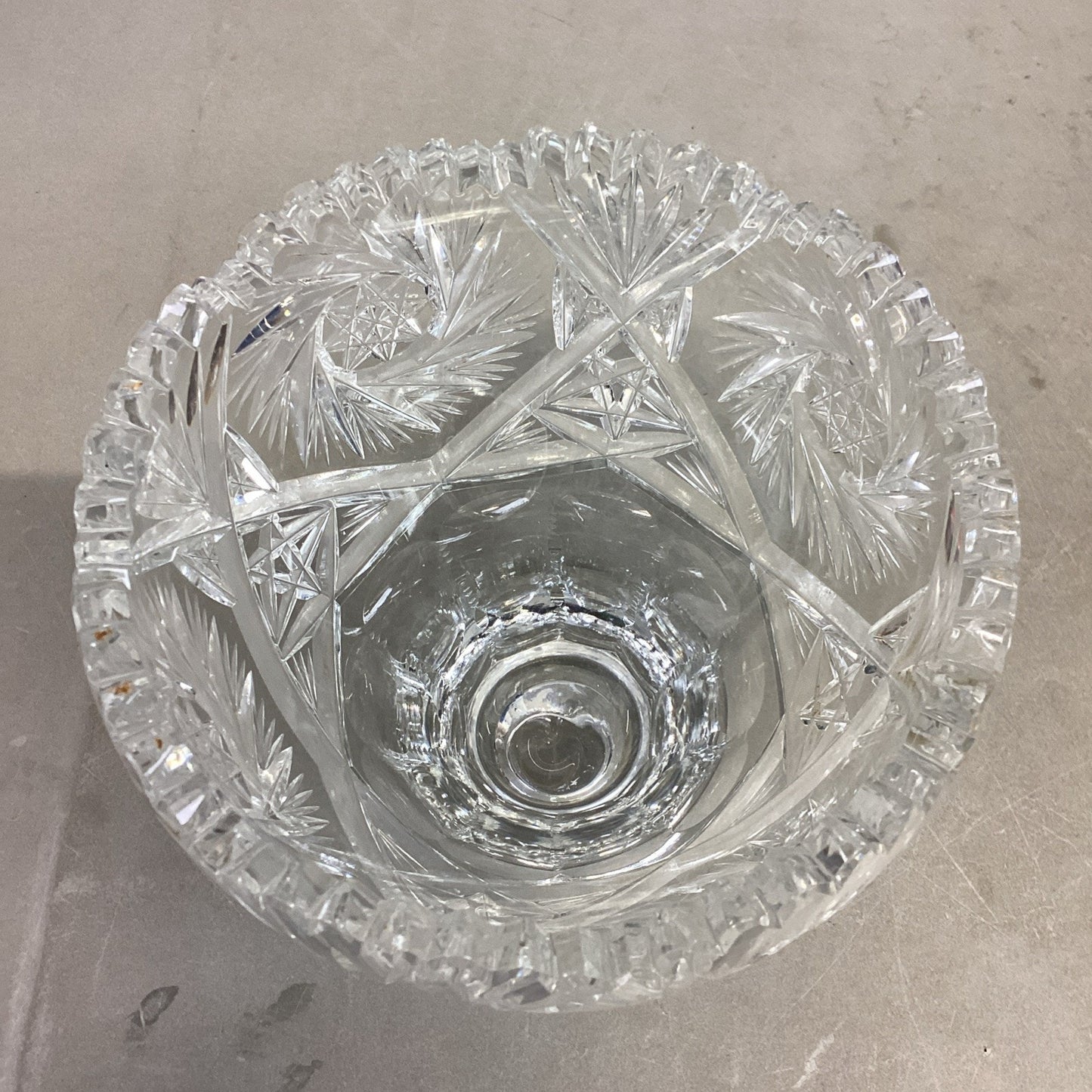Vintage Cut Glass Centerpiece Or Candy Dish - 7”H