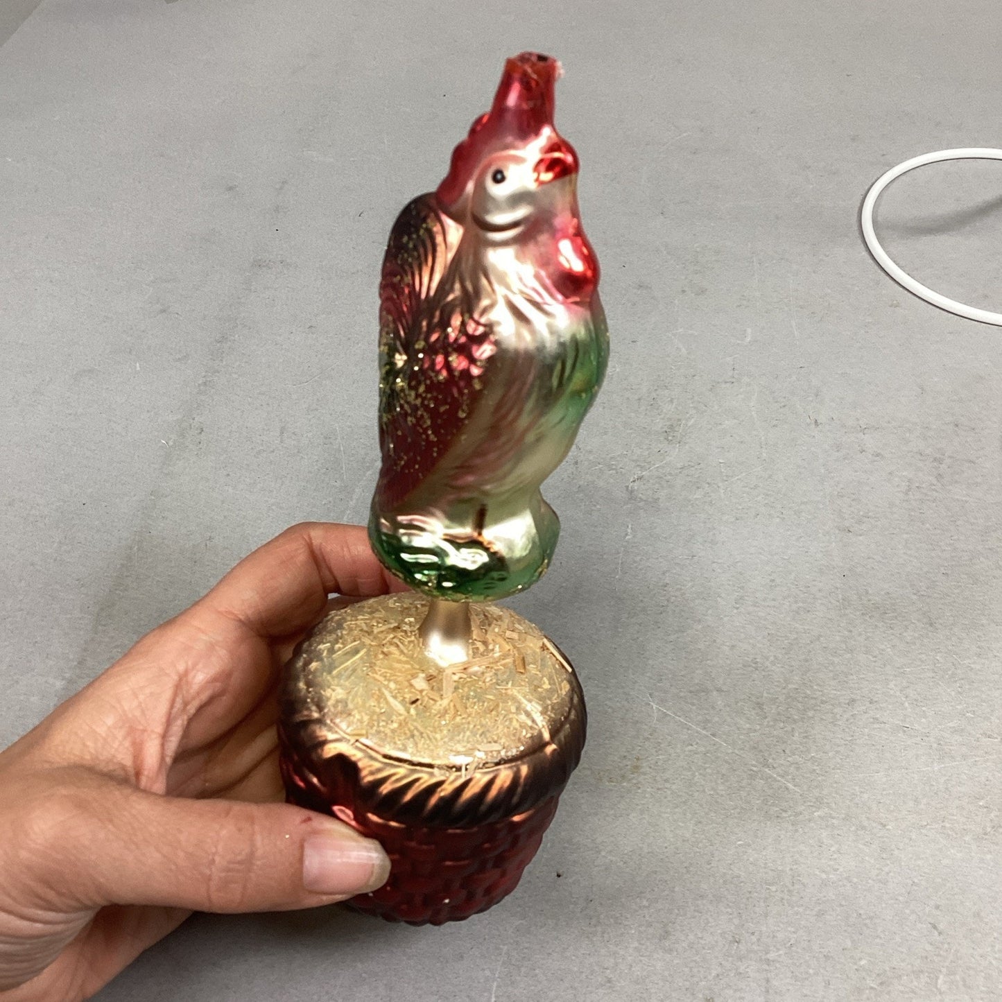 1998 Christopher Radko Rise & Shine Rooster 7" Ornament 98-082-0 No Topper