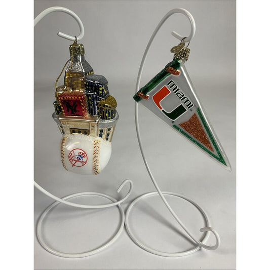 New York Yankees Stadium + Miami University Banner Chrismas Ornaments