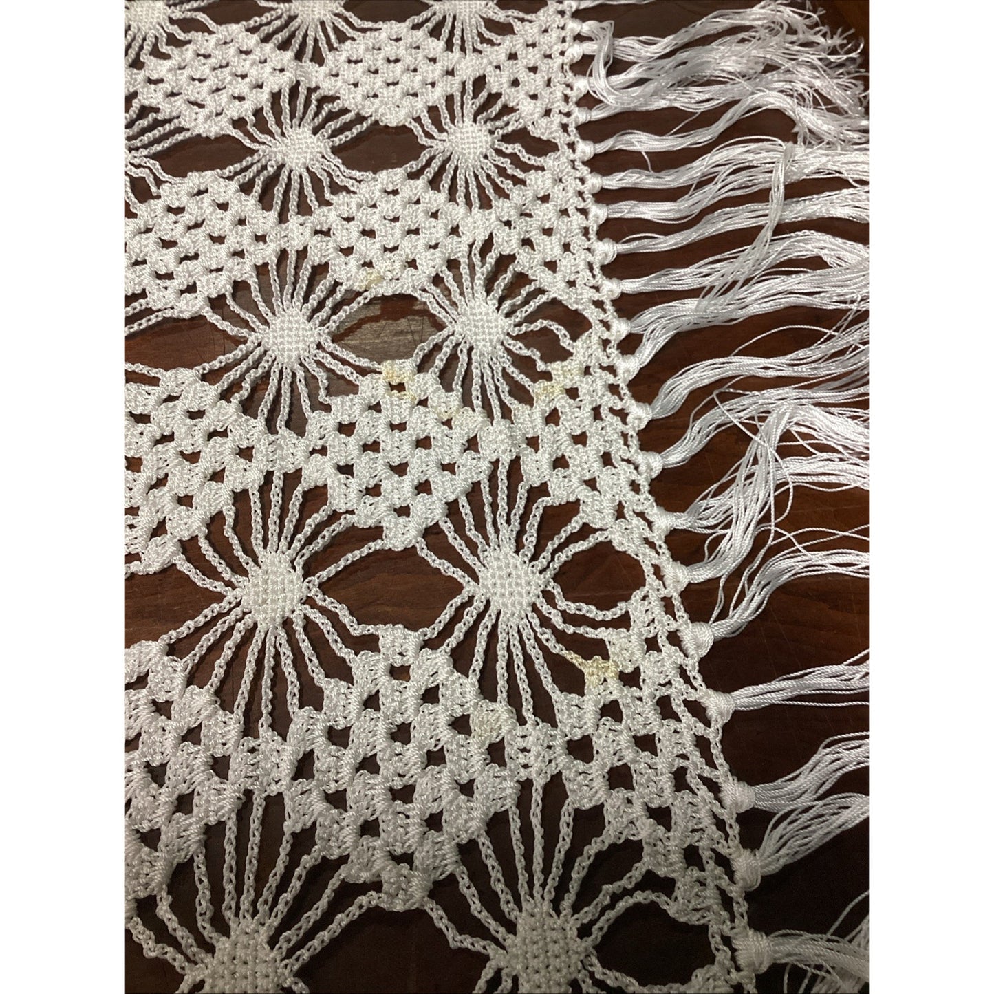 Vintage Crochet Bedspread Or Tablecloth - 42x40”