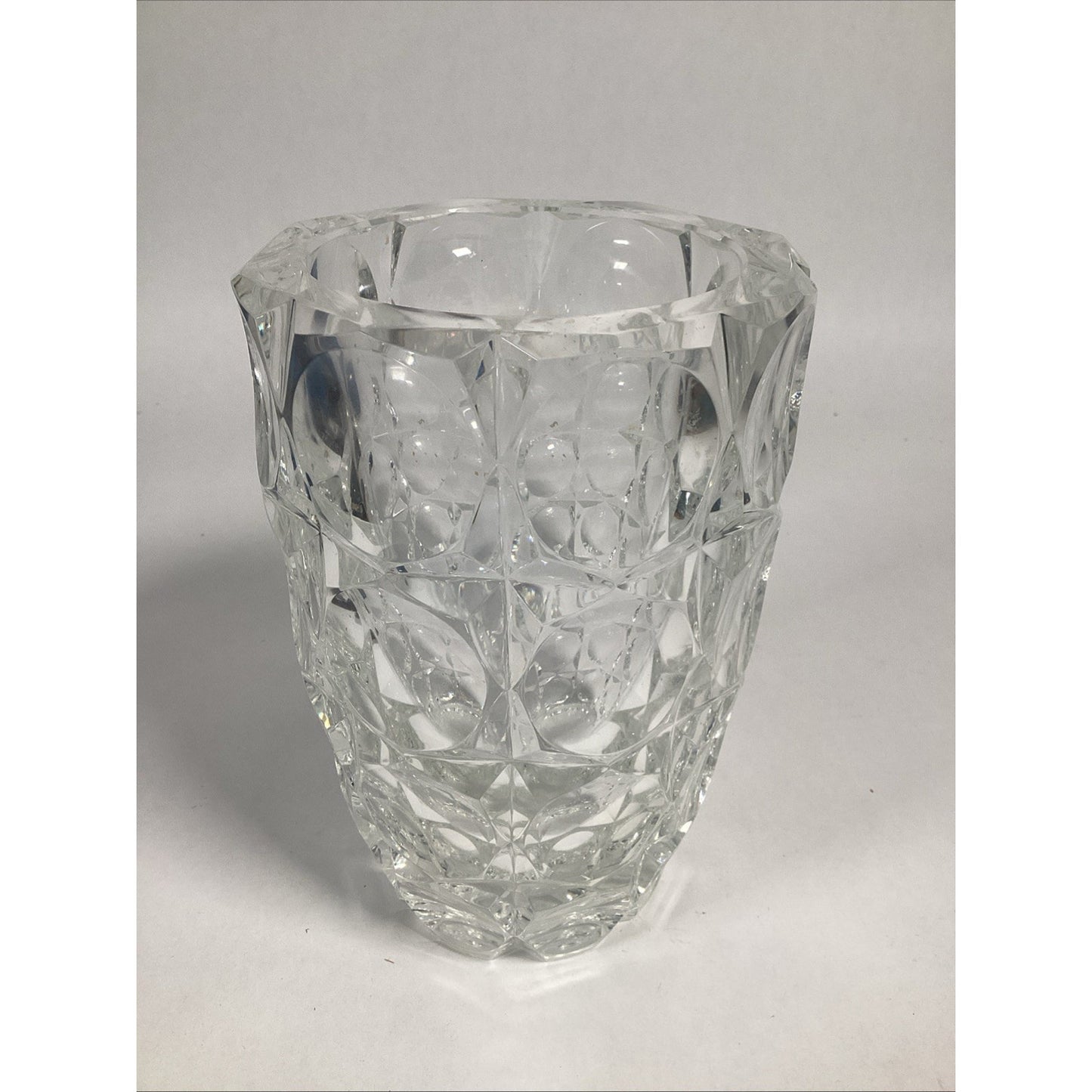 1930’s Saint-Louis French Crystal Centerpiece Vase W/ Facet Cut Design - Signed