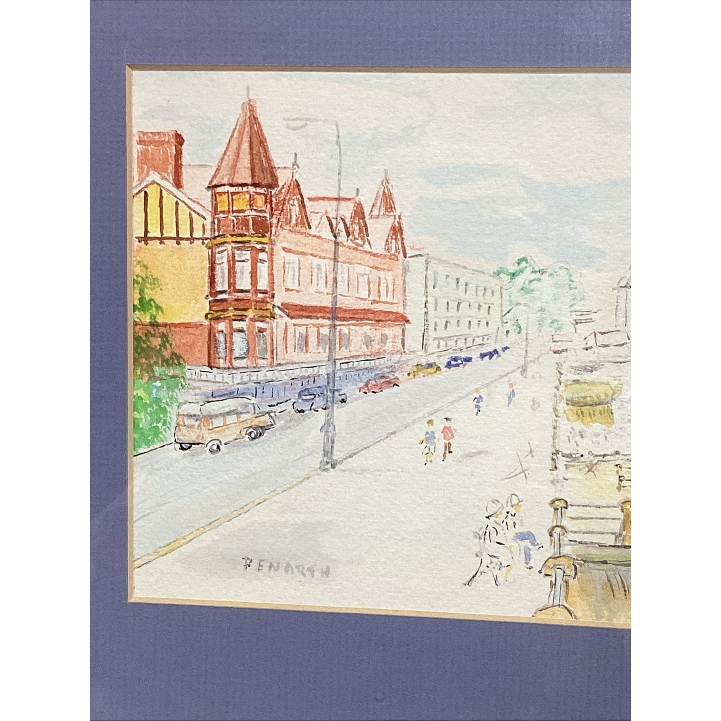 Watercolor Painting of Penarth Pier & Esplanade In Wales By JE Davies