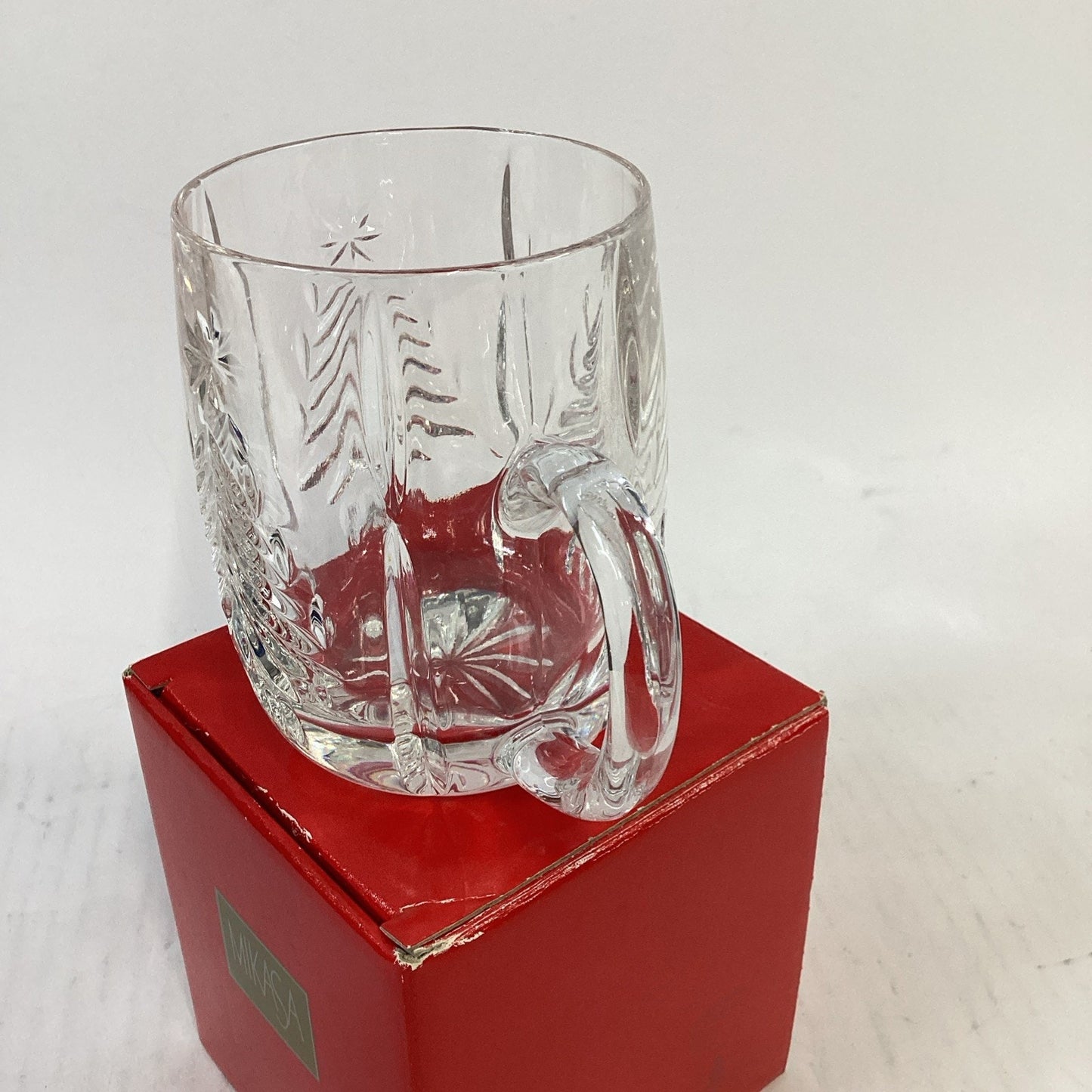 MIKASA Crystal Heavy Cut Christmas Tree Holiday Mug Germany - 12 Oz & Box