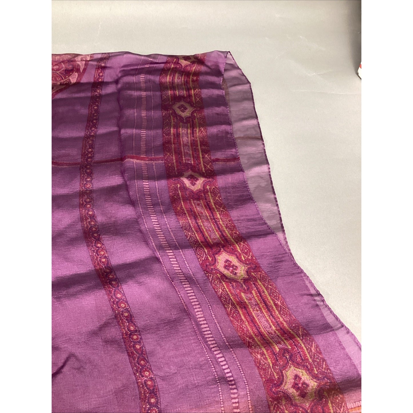 Vintage Purple Pink Paisley Women’s Silk Scarf - 62x26”