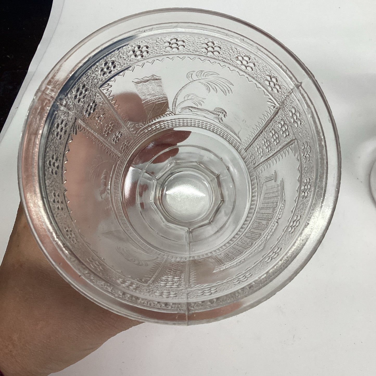 Antique 1880’s EAPG ADAMS & CO EGYPTIAN SPHINX PATTERN GLASS SPOONER