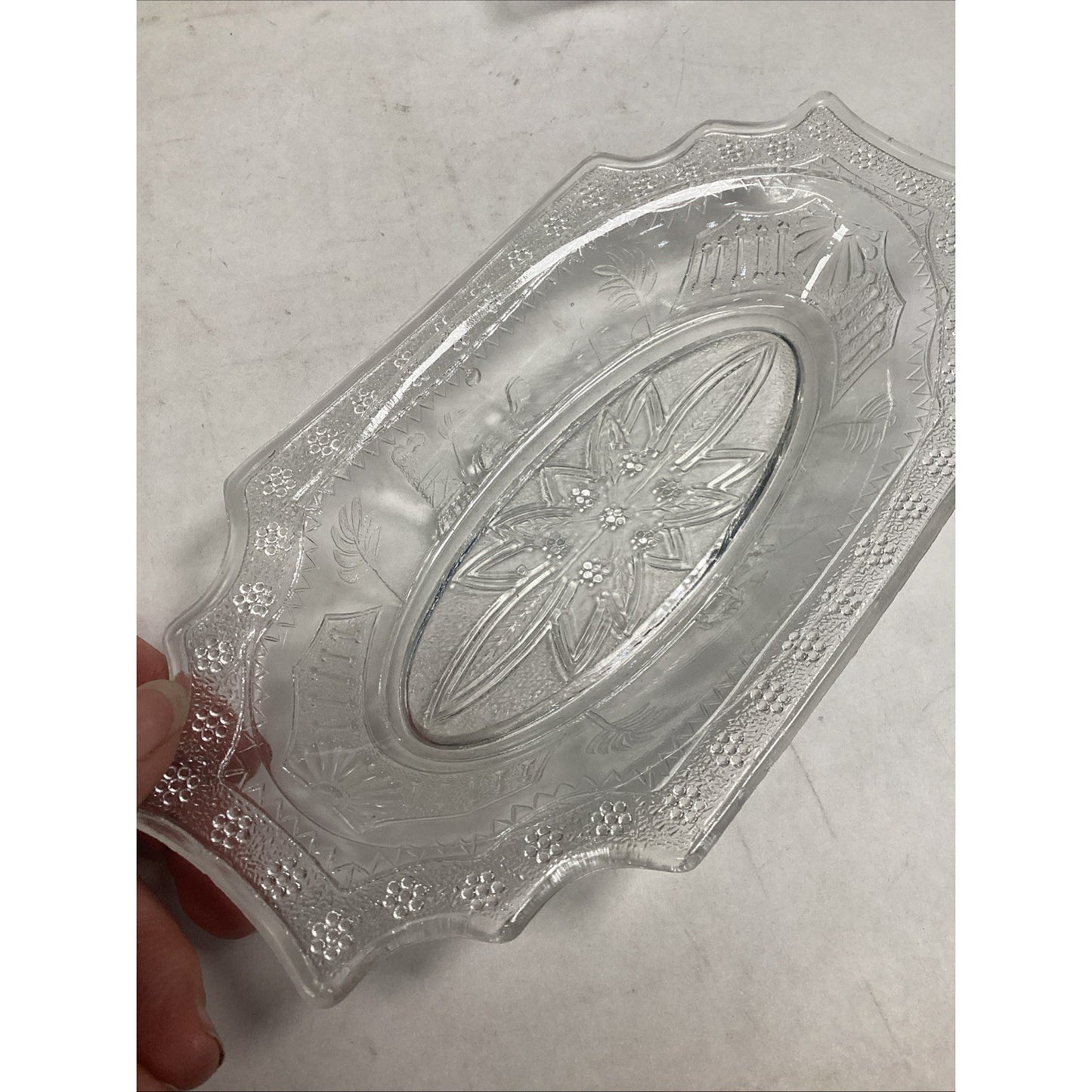 3 EAPG Antique Adams & Co 1880’s Egyptian Sphynx Camel Pyramid Motif Pickle Dish